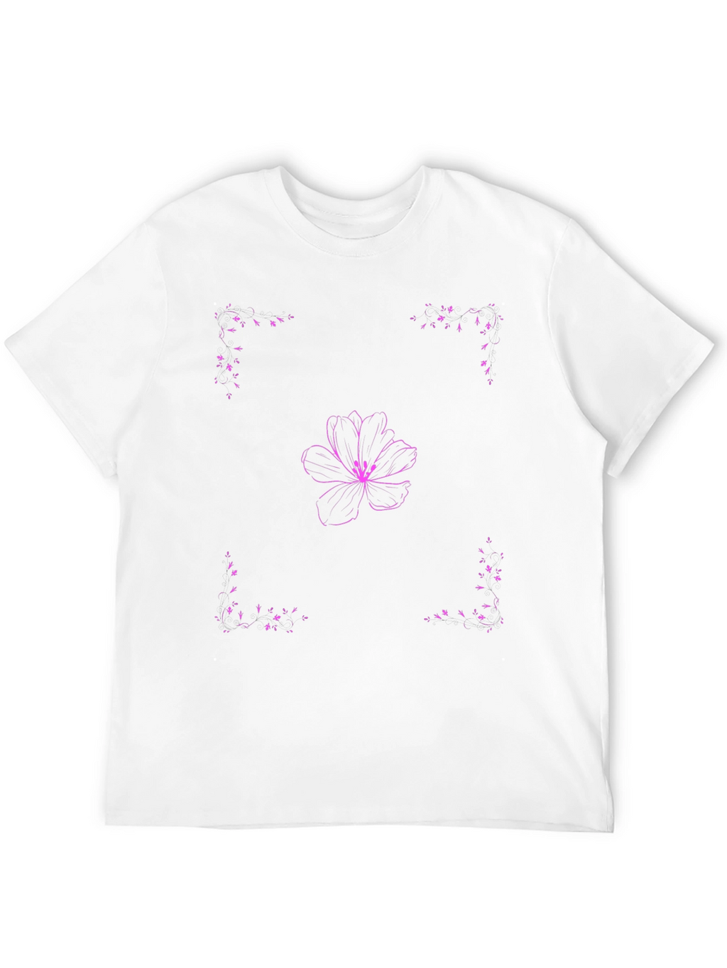 Floral Design Black T-Shirt