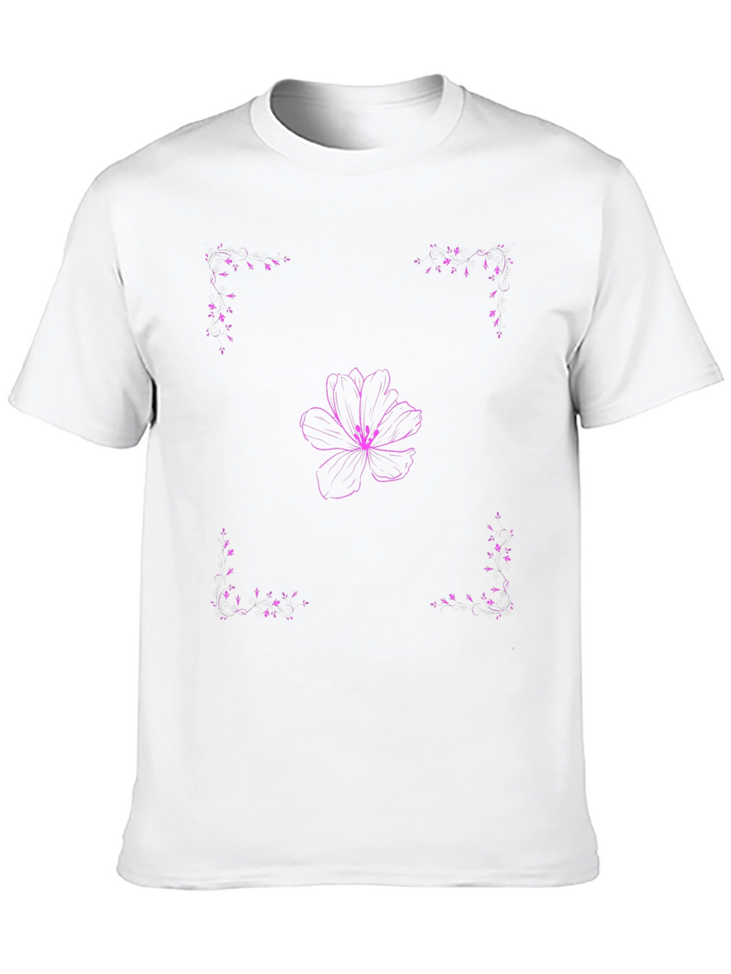 Floral Design Black T-Shirt