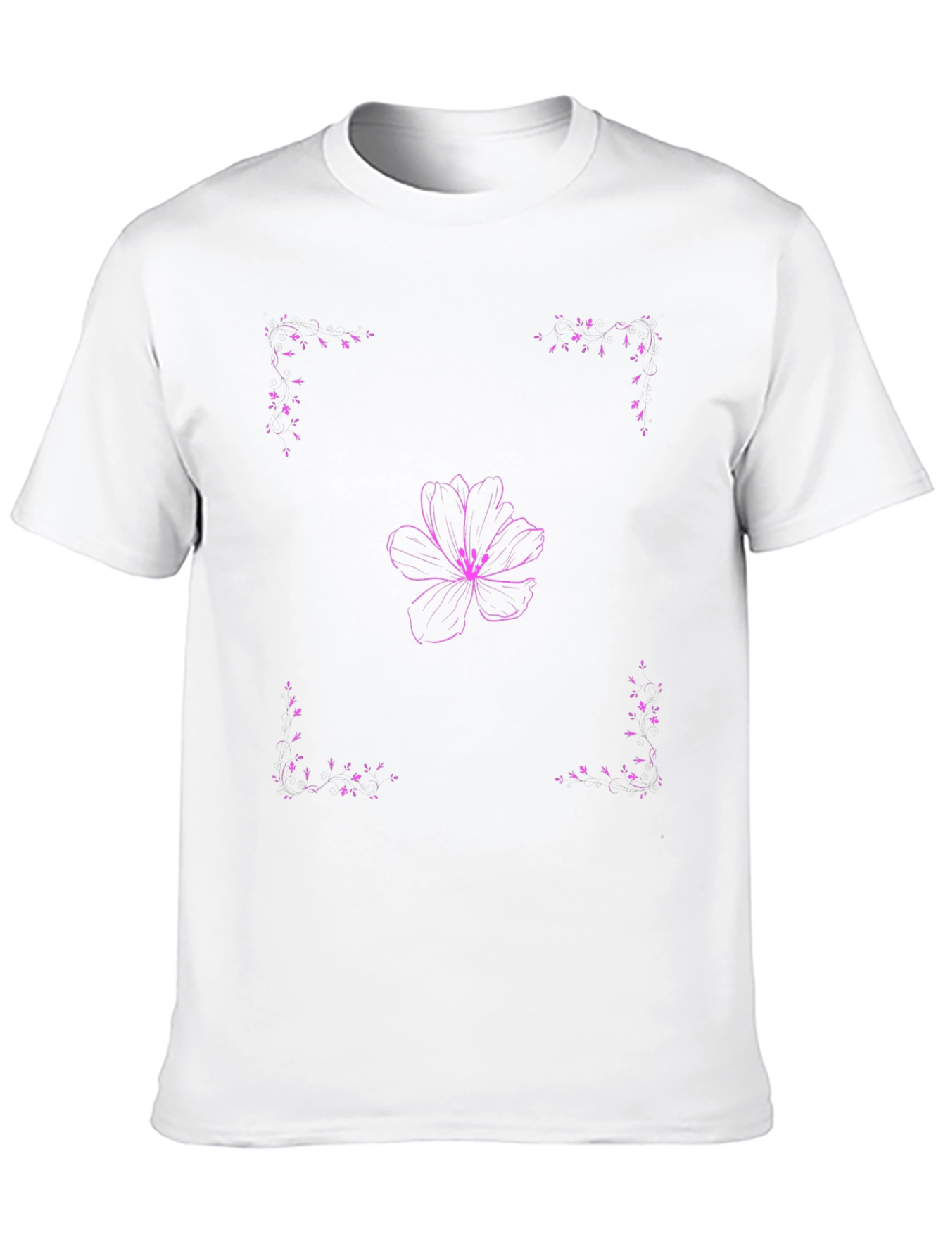 Floral Design Black T-Shirt