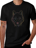 Wolf Graphic Print Black T-Shirt for Men
