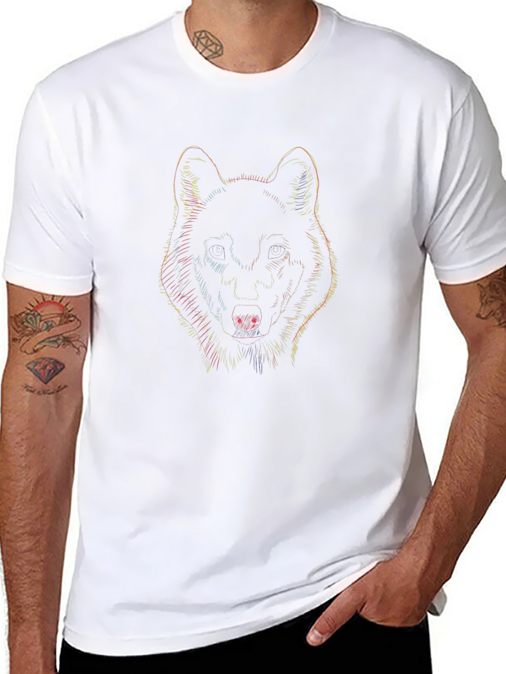 Wolf Graphic Print Black T-Shirt for Men