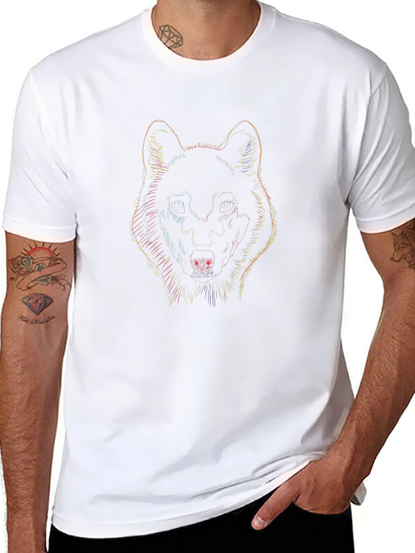 Wolf Graphic Print Black T-Shirt for Men