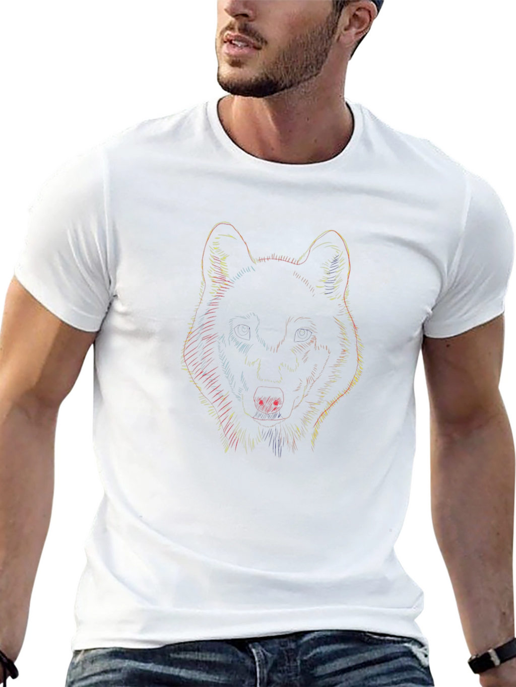 Wolf Graphic Print Black T-Shirt for Men