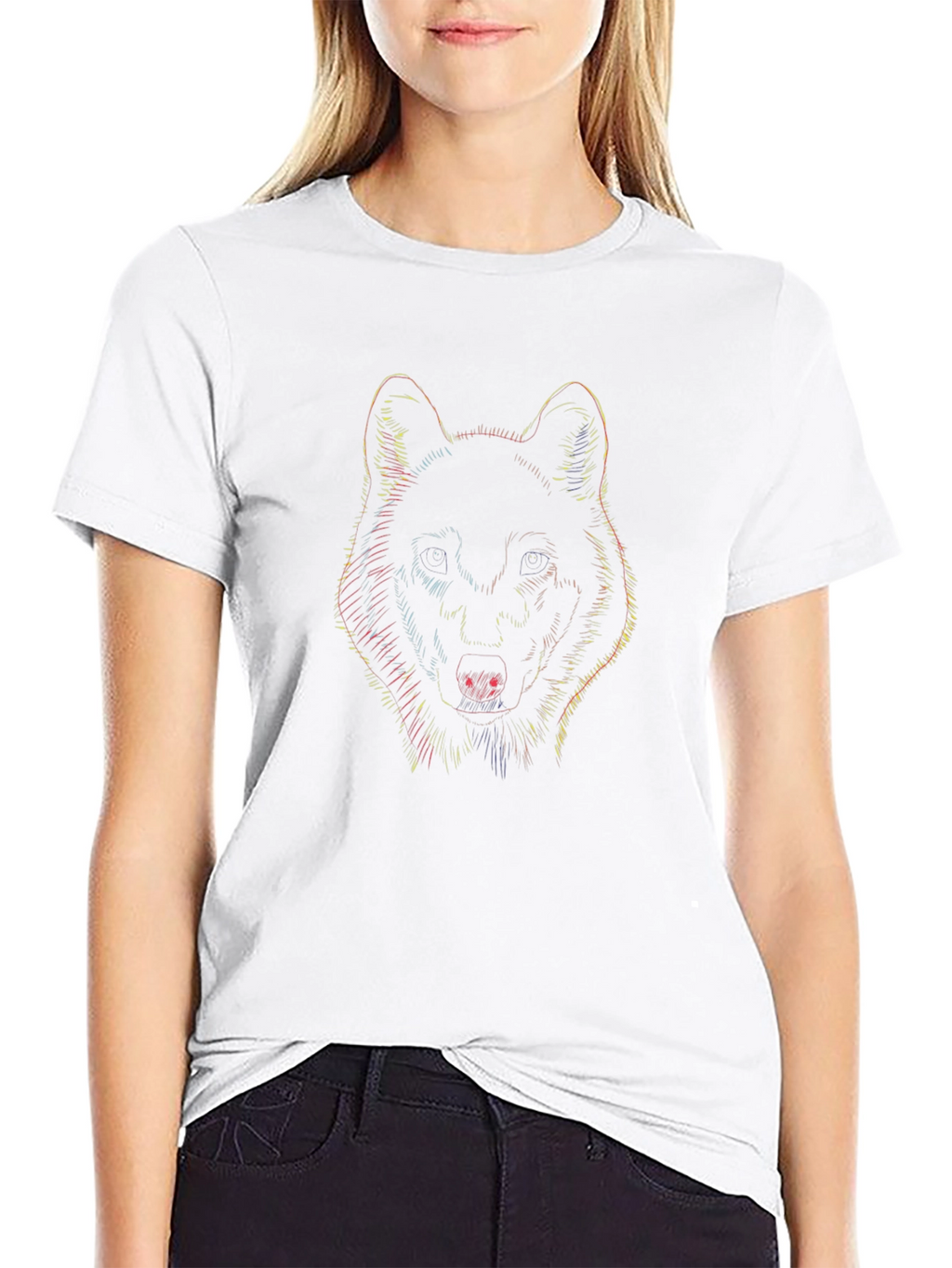 Wolf Graphic Print Black T-Shirt for Men