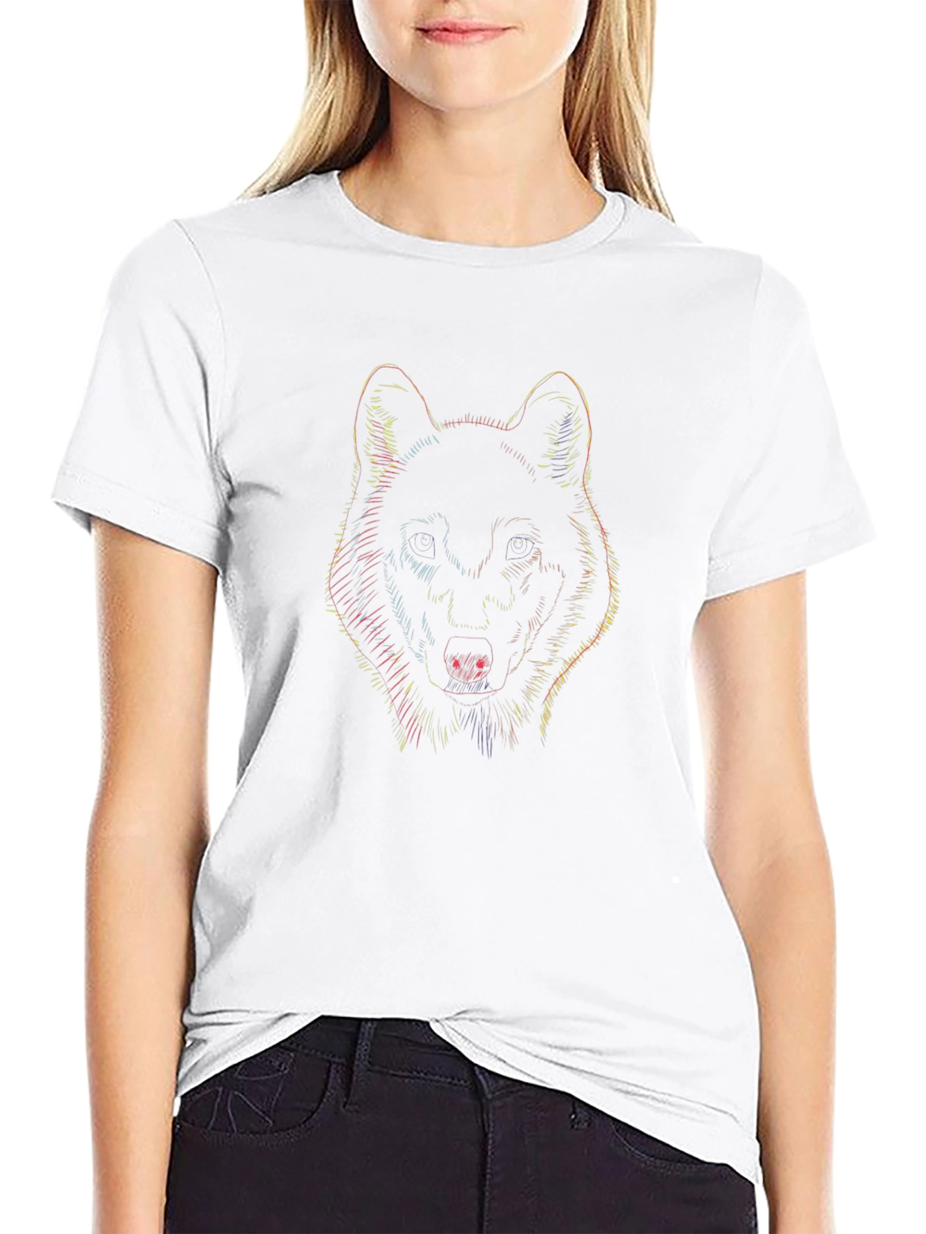 Wolf Graphic Print Black T-Shirt for Men
