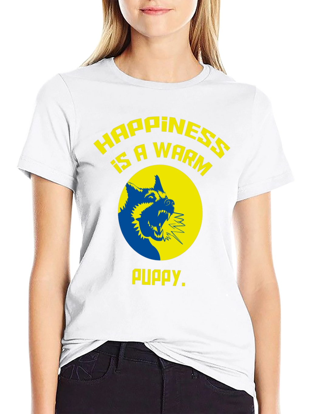 Happiness is a Warm Puppy Graphic Tee - Black