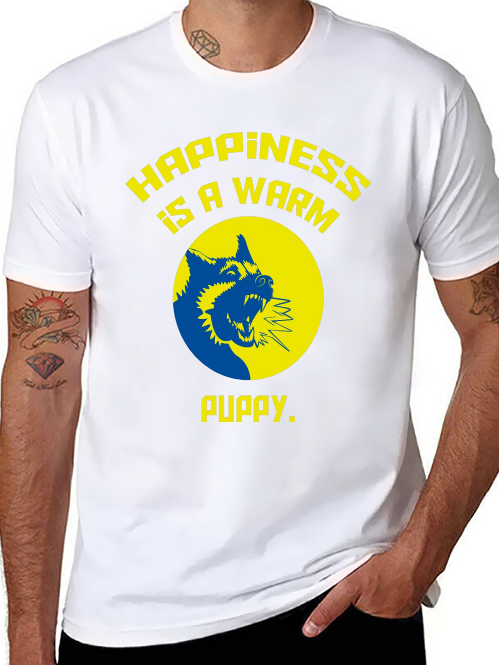 Happiness is a Warm Puppy Graphic Tee - Black