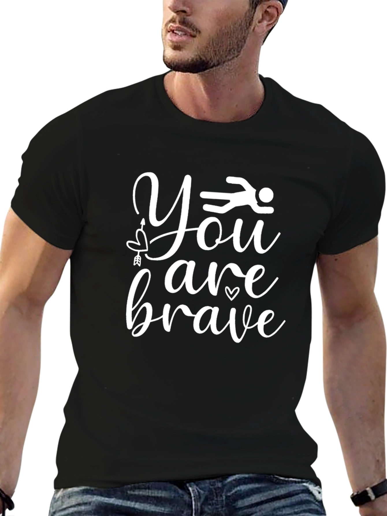 You Are Brave Black Graphic T-Shirt