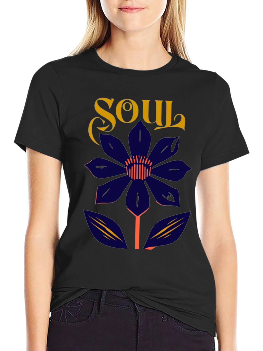 Soul Flower Graphic Tee - Unisex Black Cotton T-Shirt