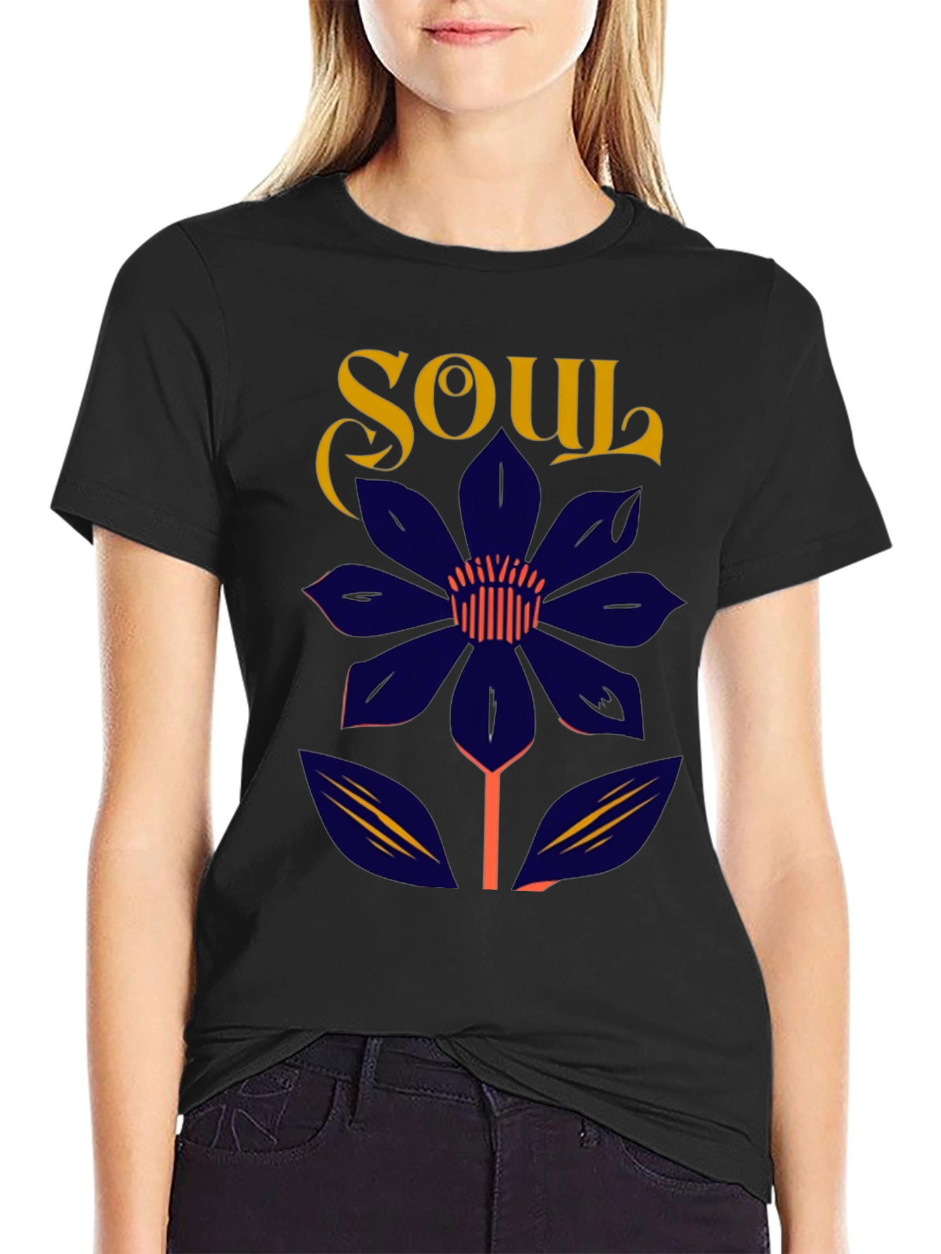 Soul Flower Graphic Tee - Unisex Black Cotton T-Shirt