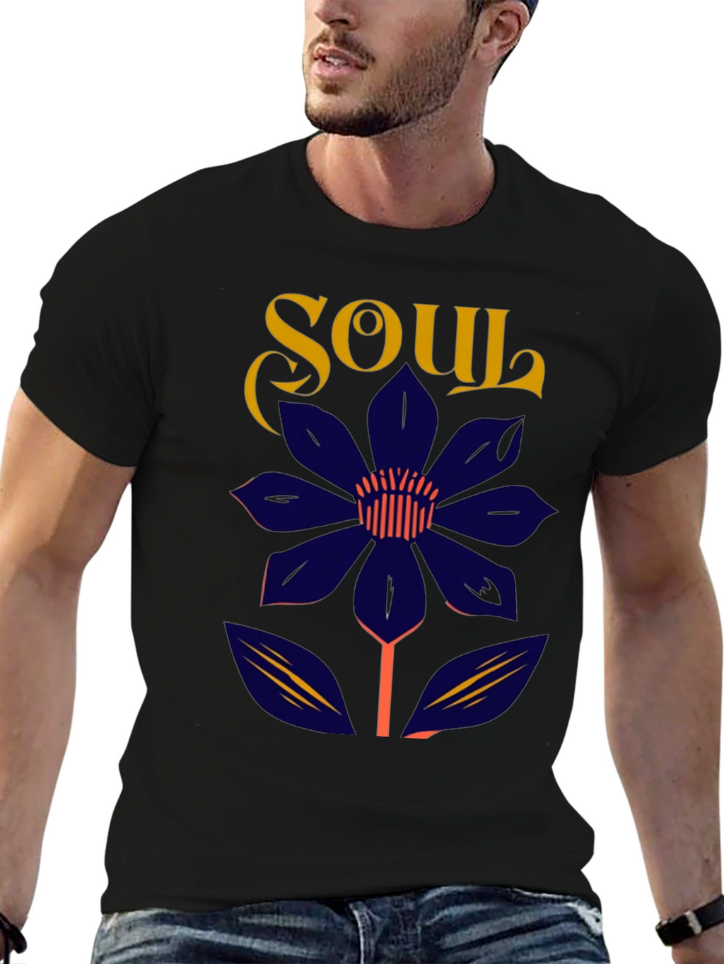 Soul Flower Graphic Tee - Unisex Black Cotton T-Shirt