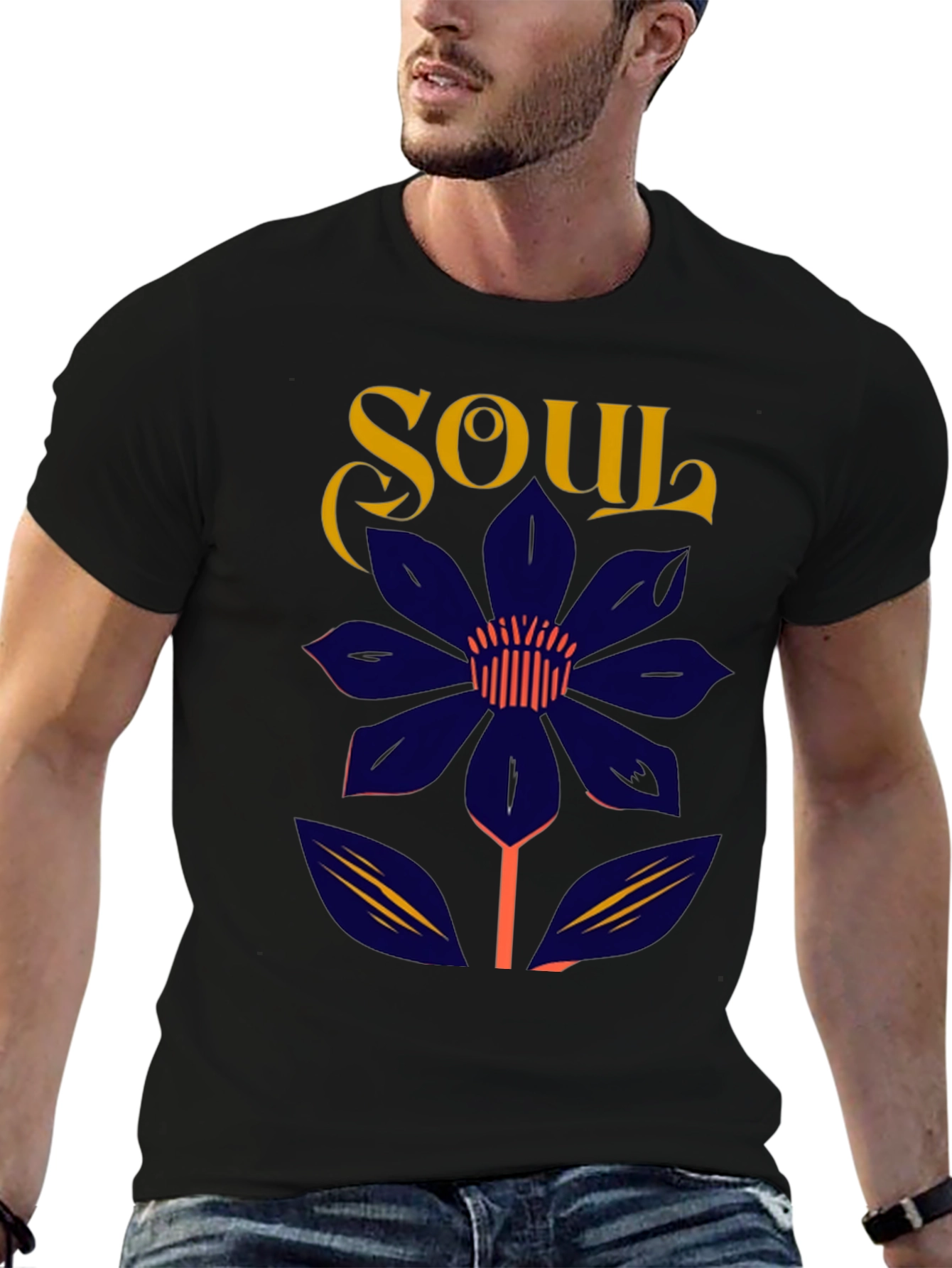 Soul Flower Graphic Tee - Unisex Black Cotton T-Shirt