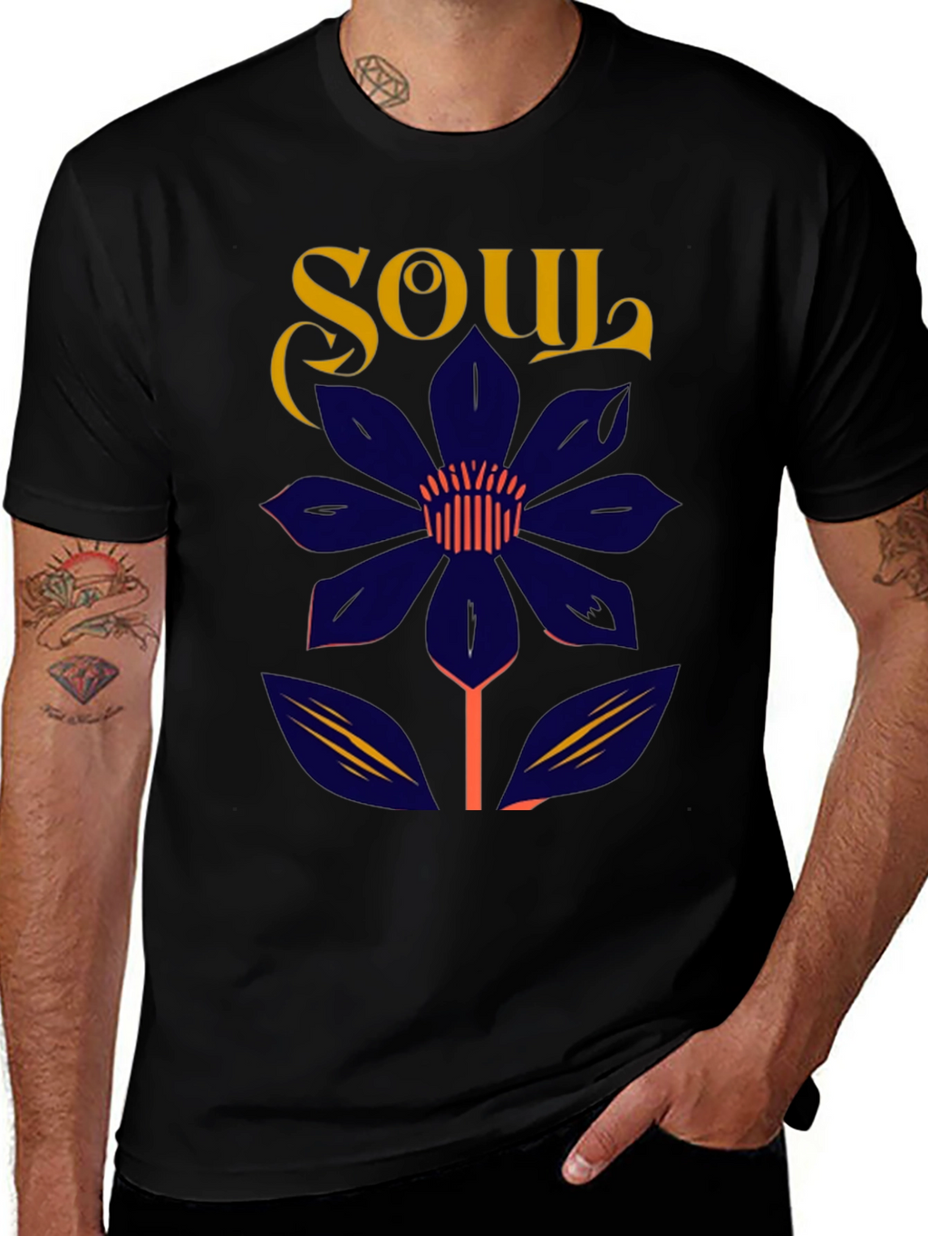 Soul Flower Graphic Tee - Unisex Black Cotton T-Shirt