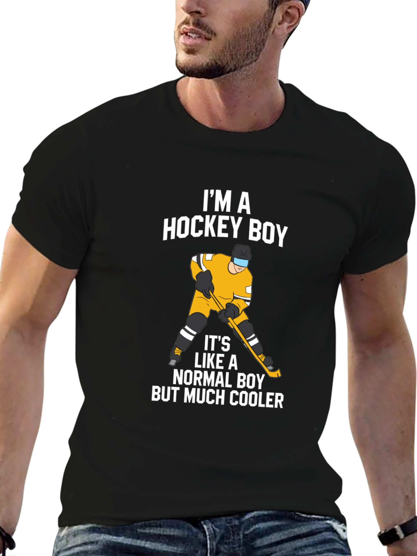 Im A Hockey Boy T-Shirt - Black Cotton Tee