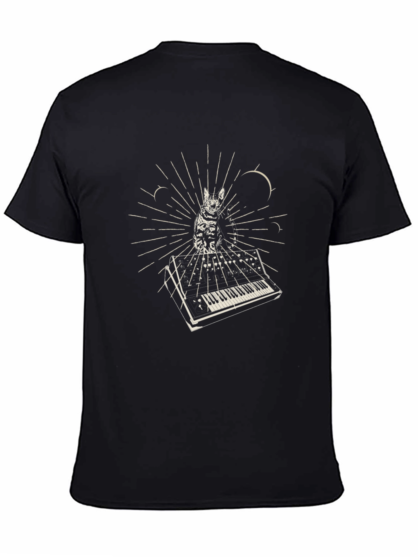 Cat Keyboard T-Shirt - Black Cotton Blend