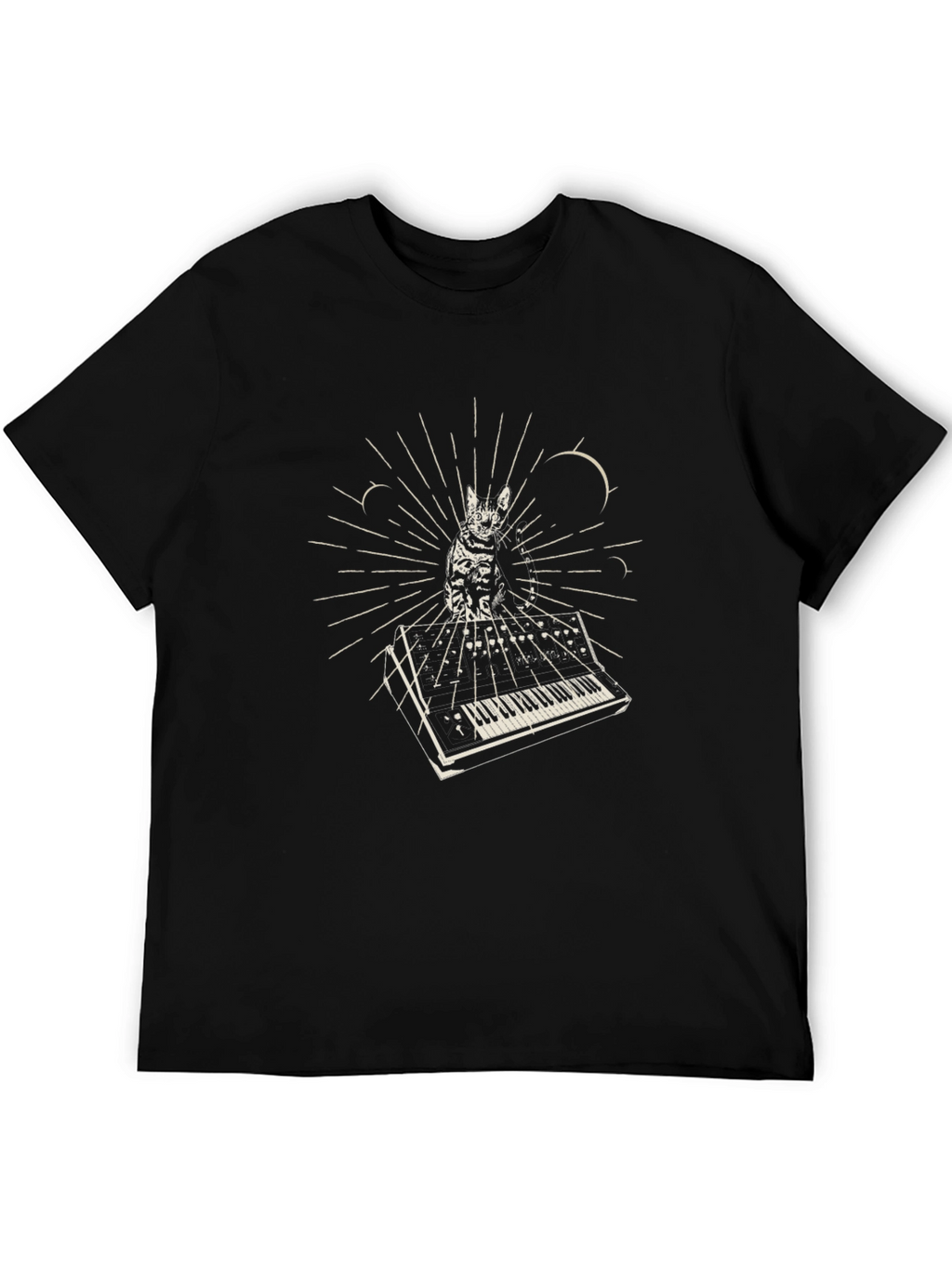 Cat Keyboard T-Shirt - Black Cotton Blend
