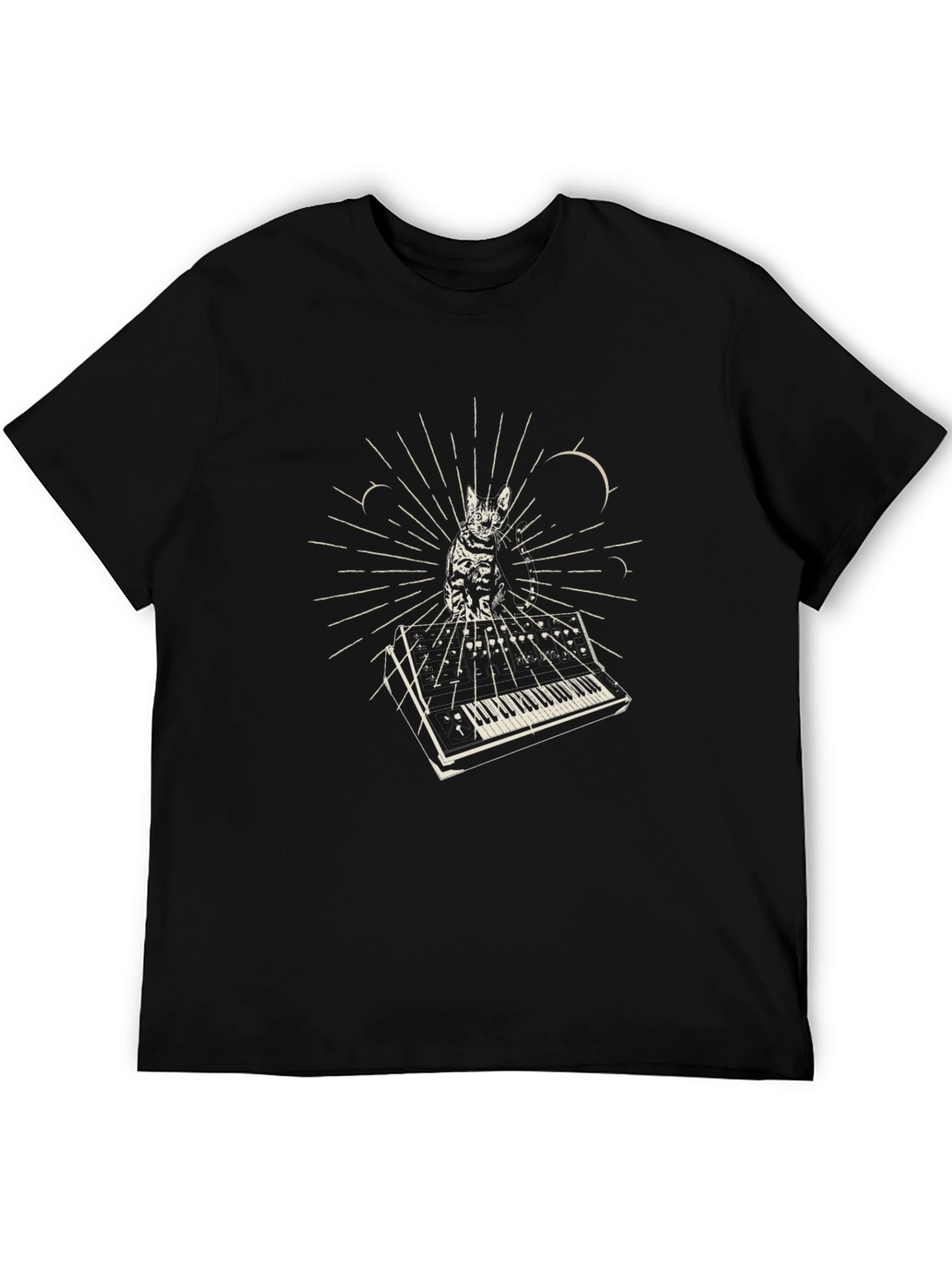Cat Keyboard T-Shirt - Black Cotton Blend