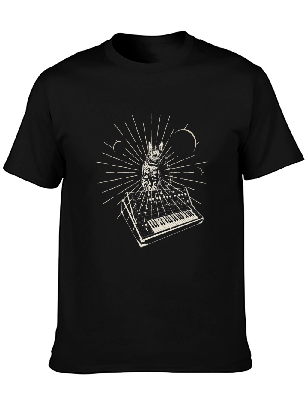 Cat Keyboard T-Shirt - Black Cotton Blend
