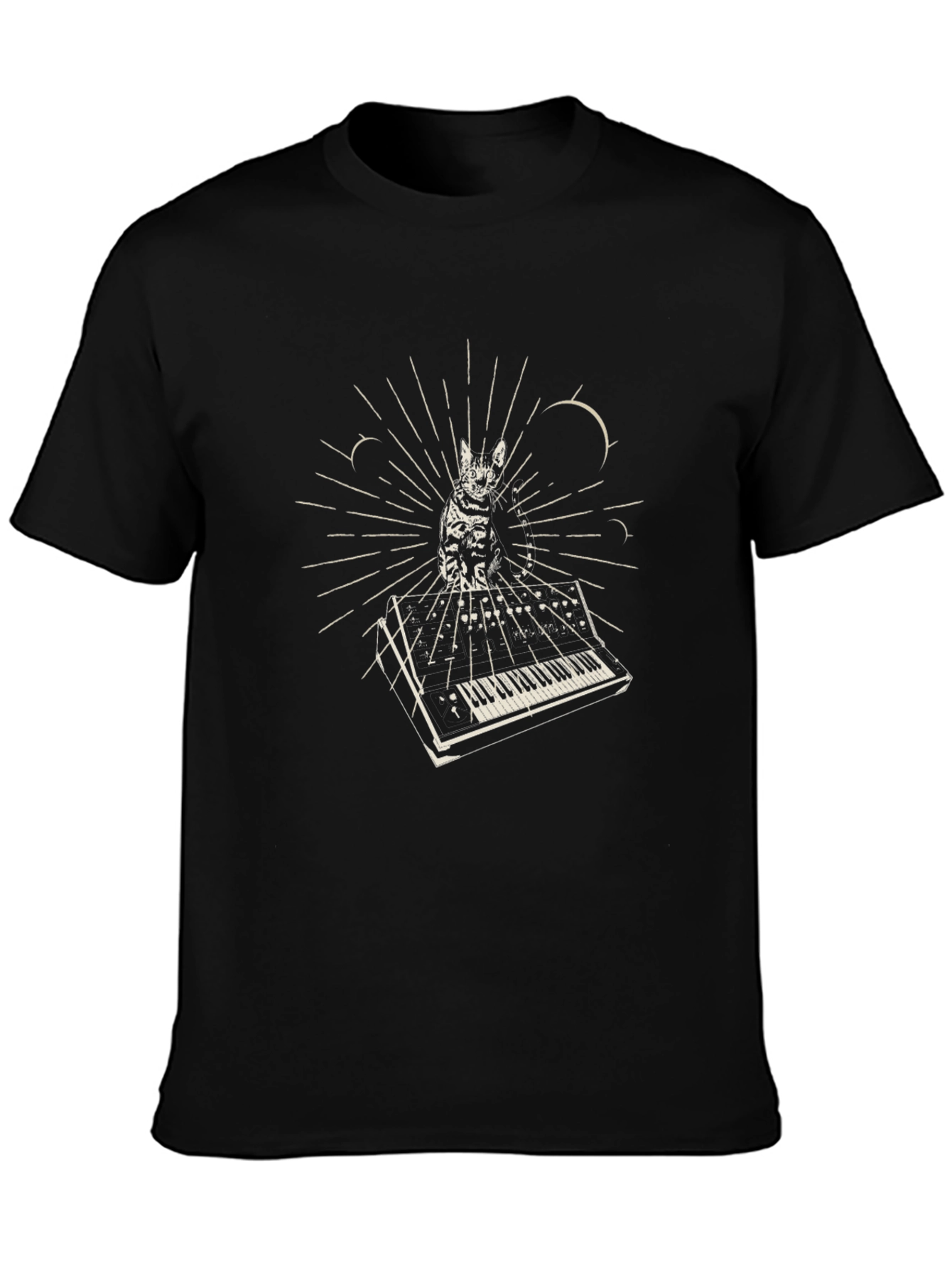 Cat Keyboard T-Shirt - Black Cotton Blend