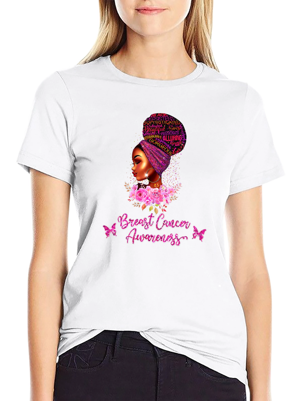 Breast Cancer Awareness Black Woman T-Shirt