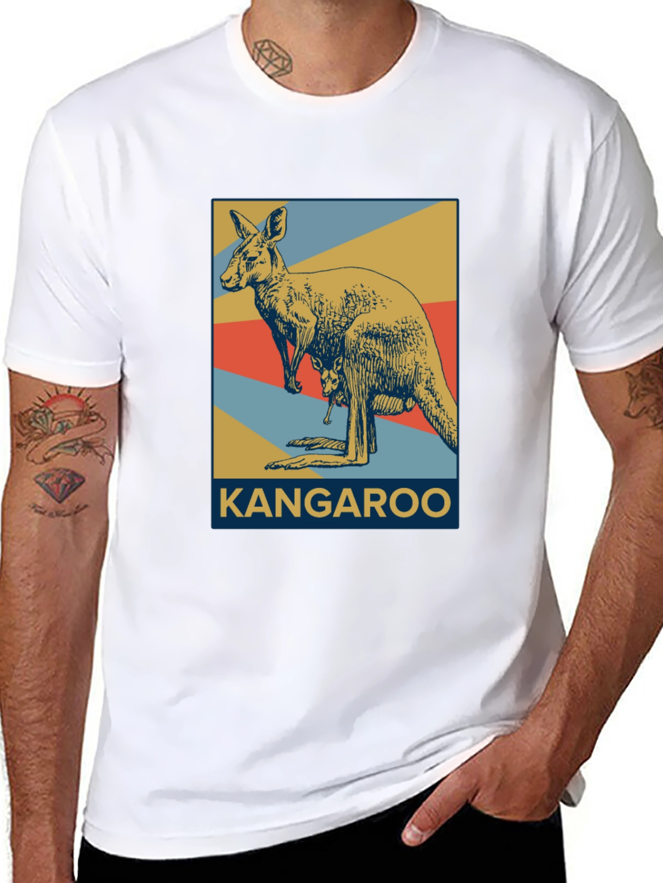 Kangaroo Graphic Tee - Retro Australian Wildlife Design