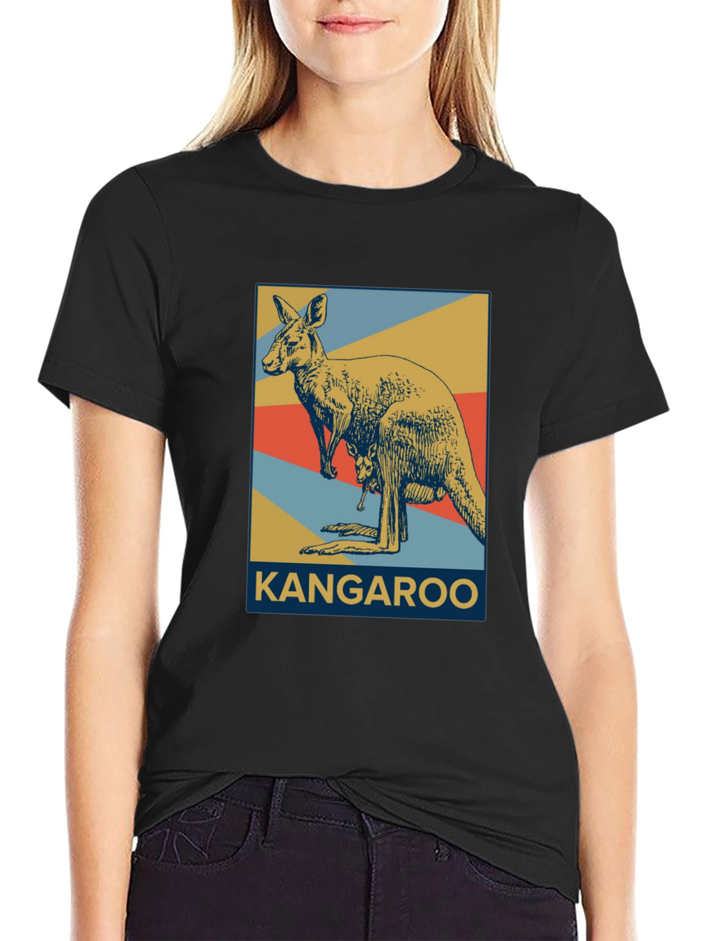 Kangaroo Graphic Tee - Retro Australian Wildlife Design