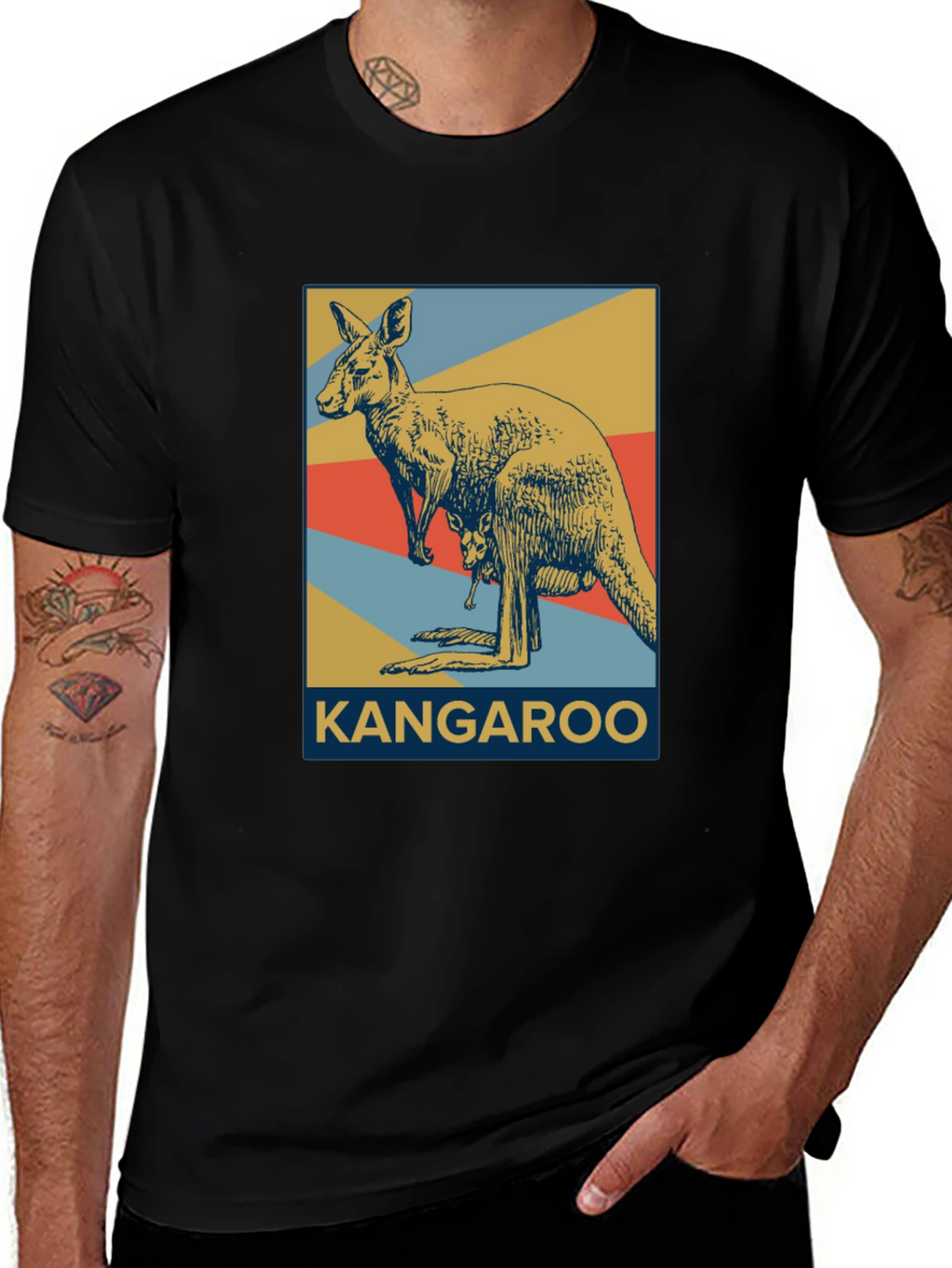 Kangaroo Graphic Tee - Retro Australian Wildlife Design