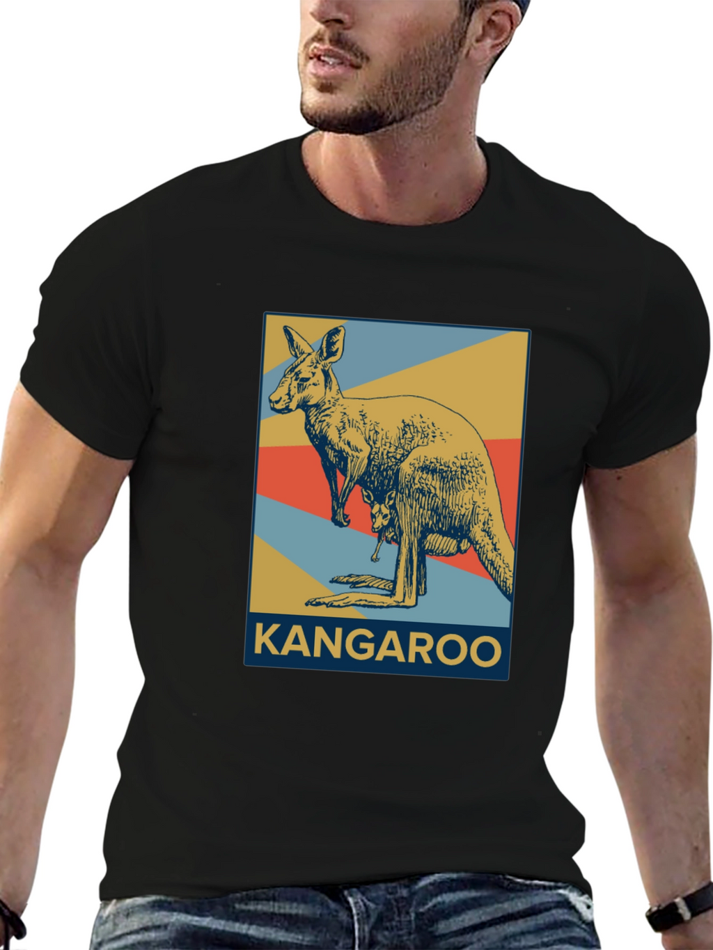 Kangaroo Graphic Tee - Retro Australian Wildlife Design