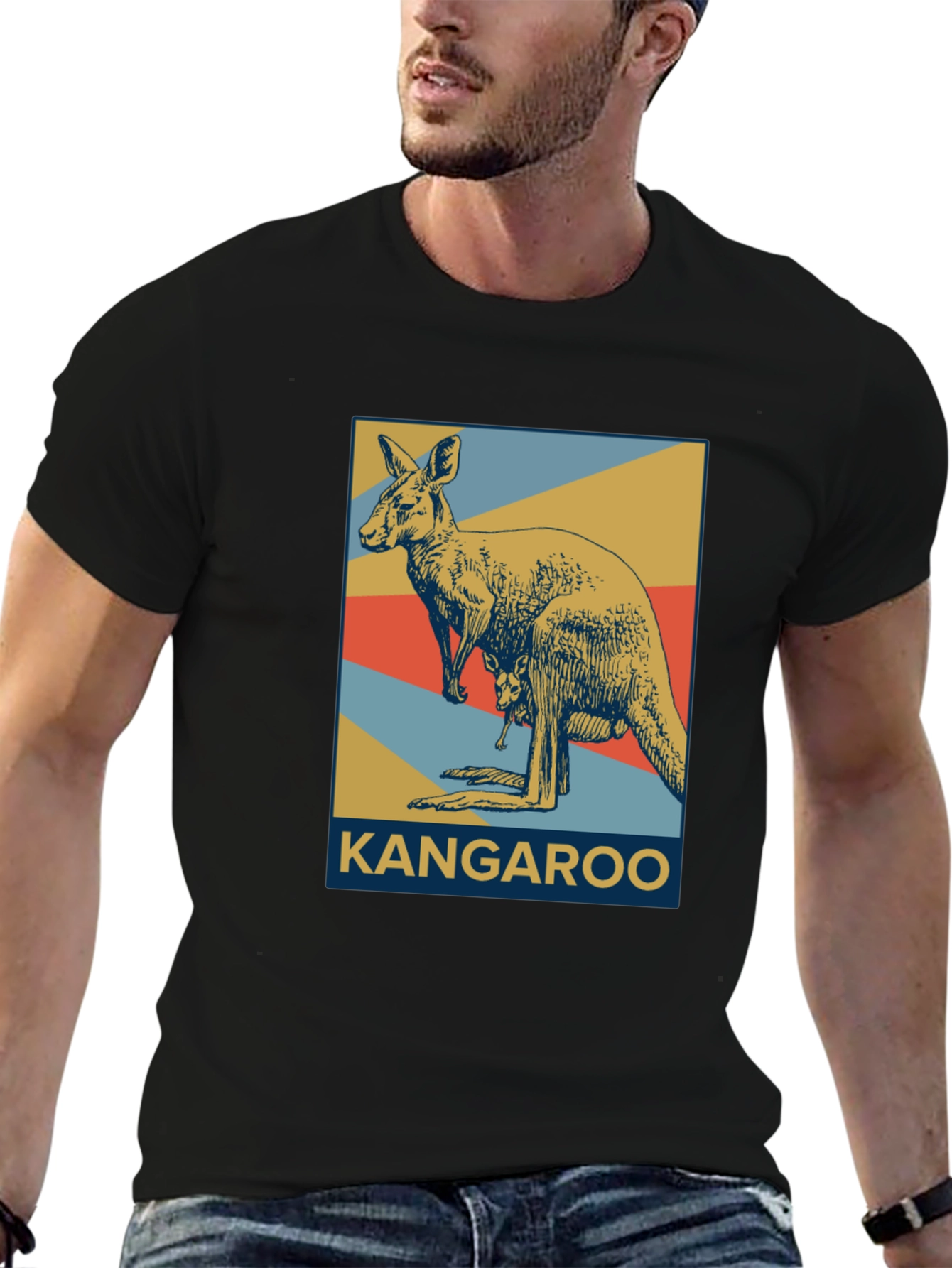 Kangaroo Graphic Tee - Retro Australian Wildlife Design