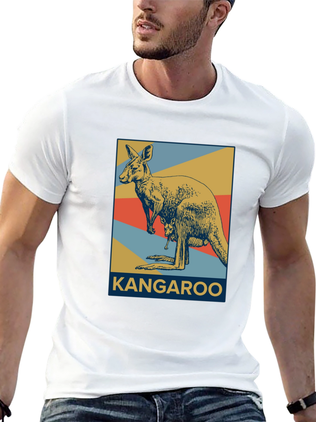 Kangaroo Graphic Tee - Retro Australian Wildlife Design