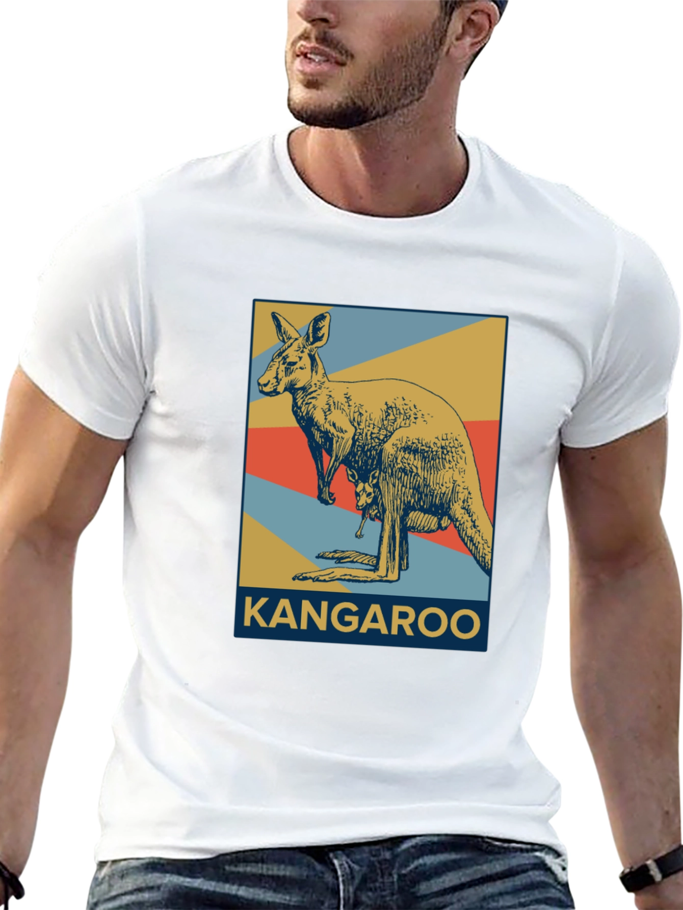 Kangaroo Graphic Tee - Retro Australian Wildlife Design