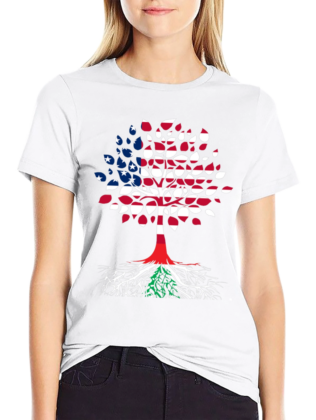 USA Lebanon Flag Tree T-Shirt