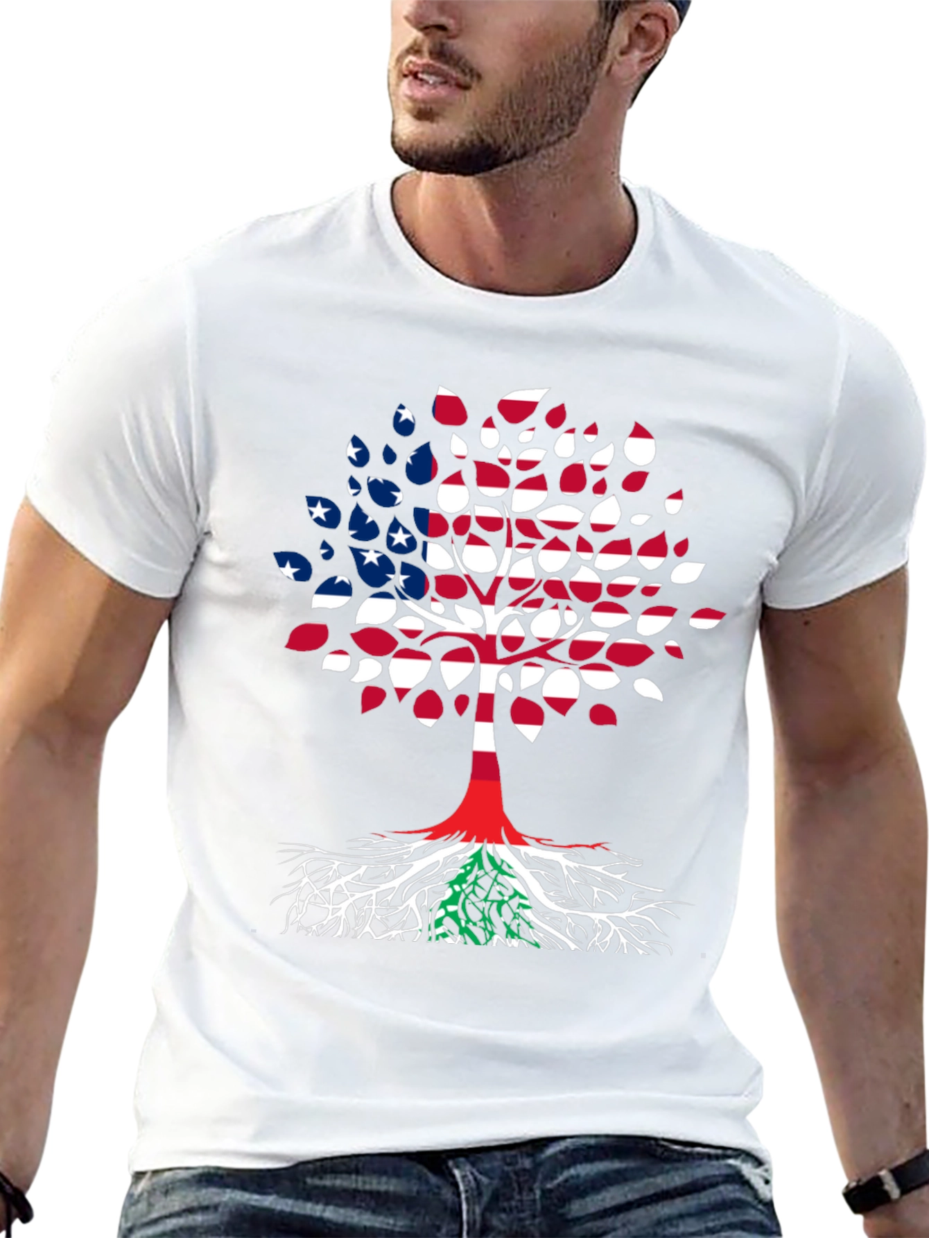 USA Lebanon Flag Tree T-Shirt