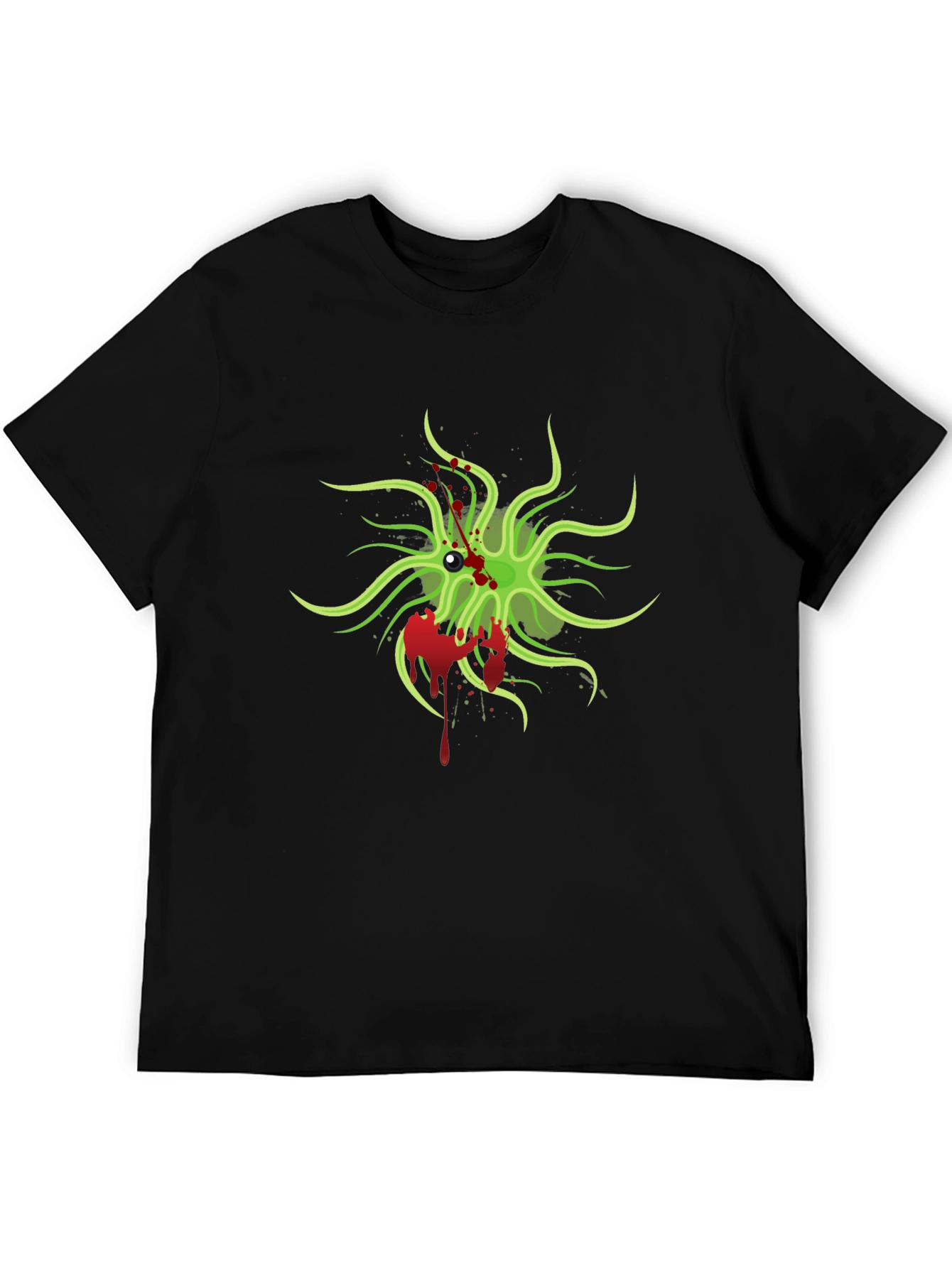 Mens Black T-Shirt with Green Monster Graphic