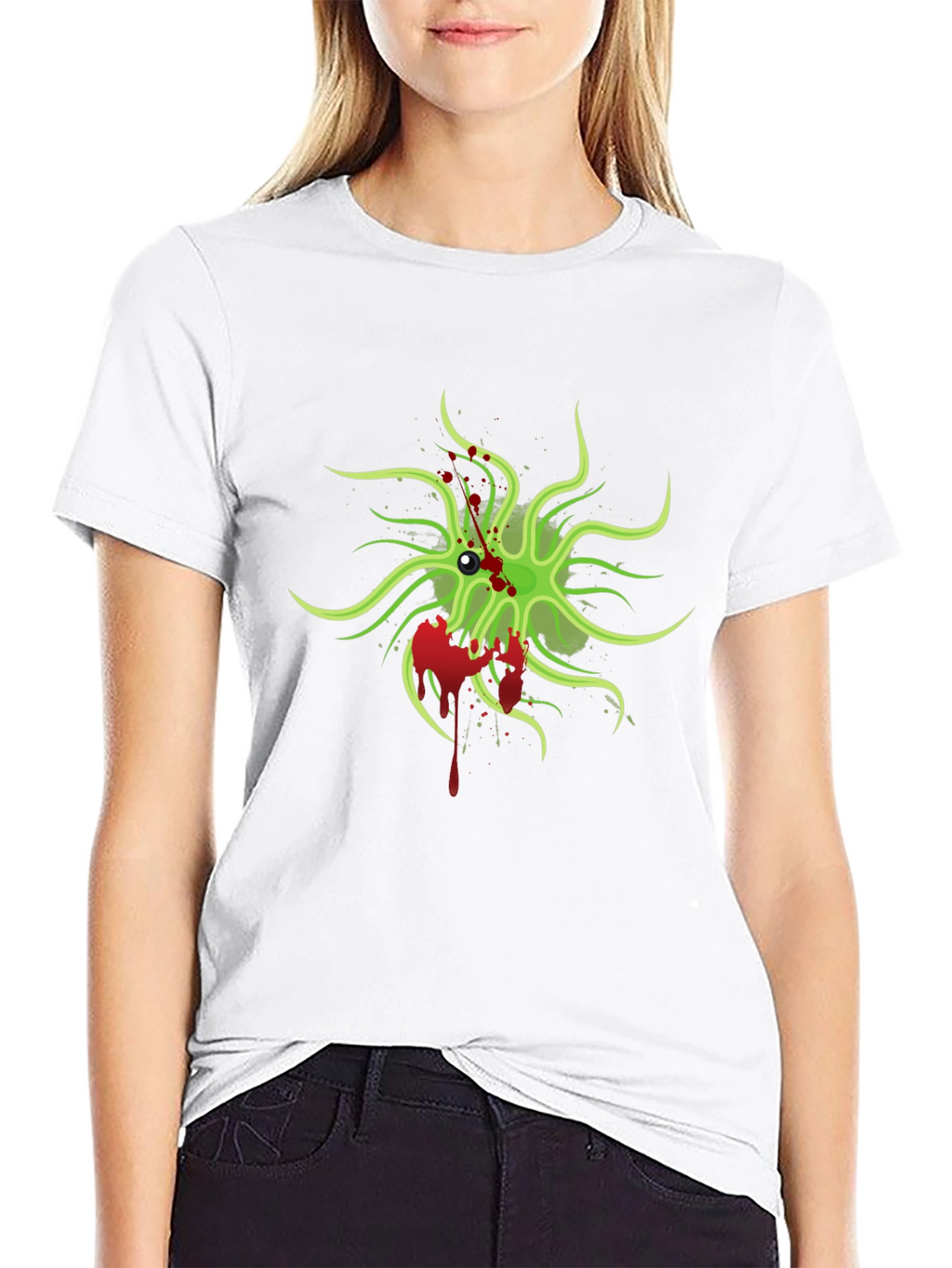 Mens Black T-Shirt with Green Monster Graphic