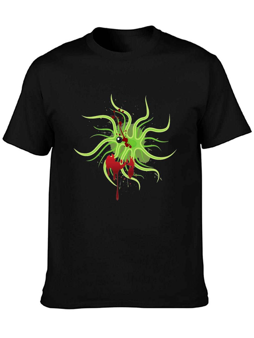 Mens Black T-Shirt with Green Monster Graphic