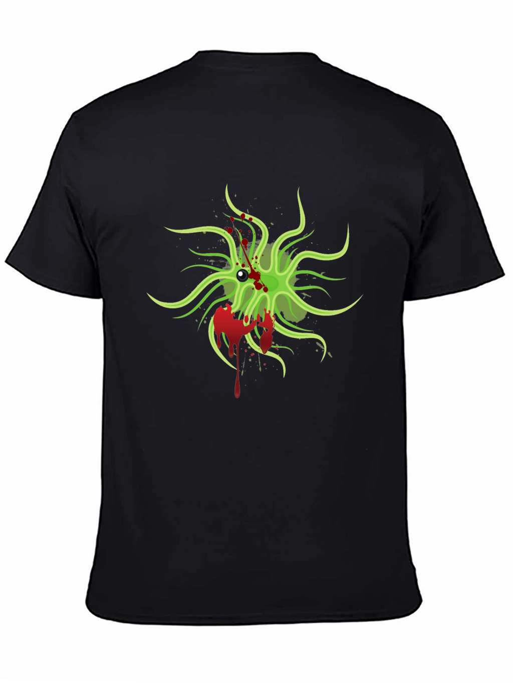 Mens Black T-Shirt with Green Monster Graphic