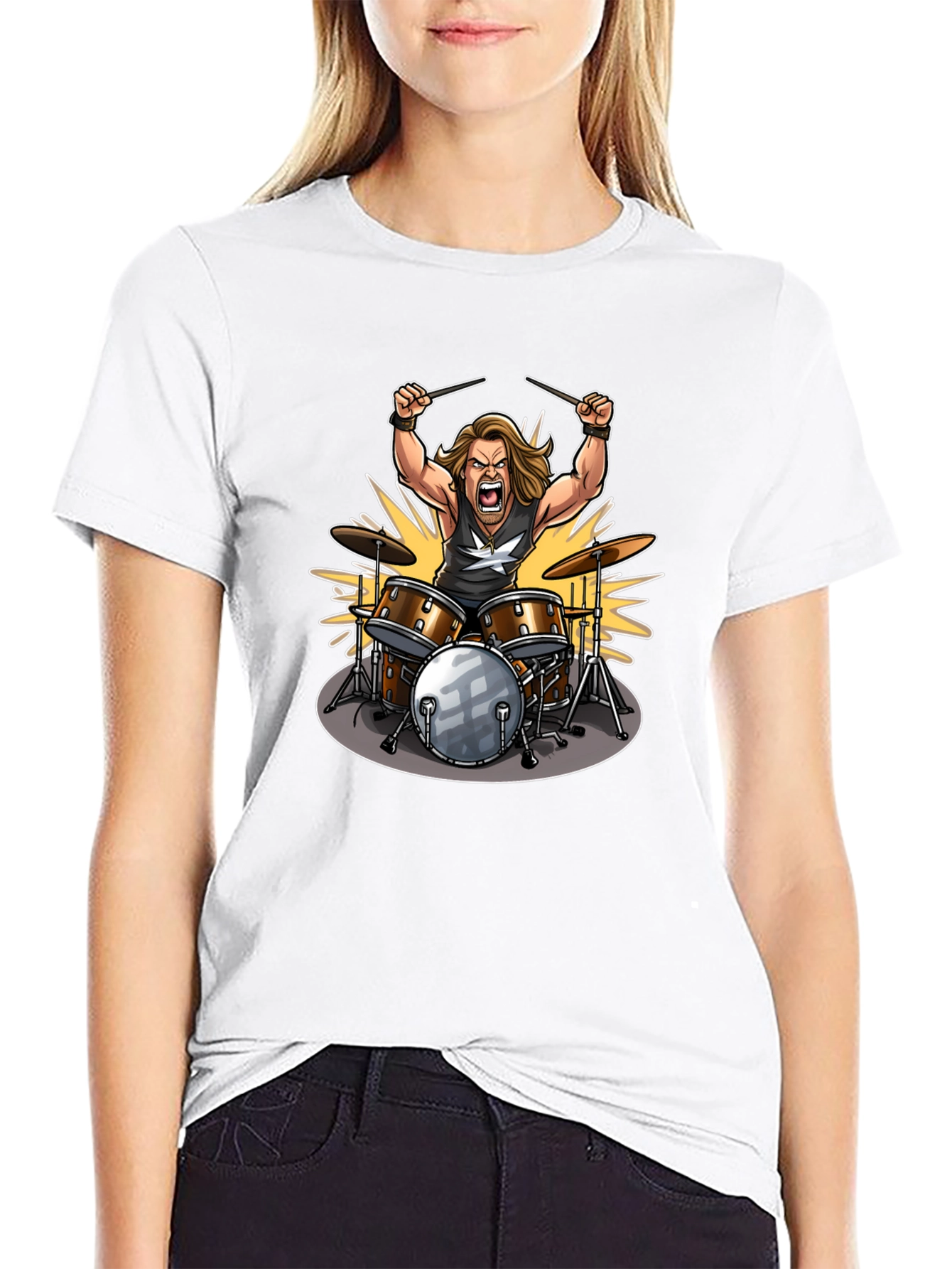 Drummer Graphic Tee - Rock Star Design