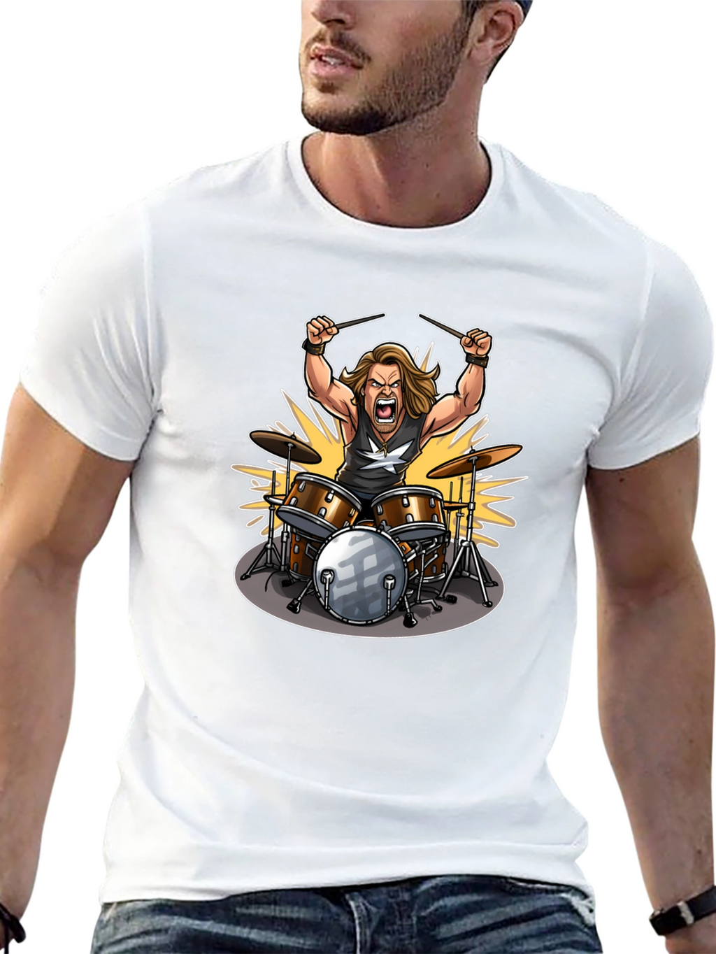 Drummer Graphic Tee - Rock Star Design