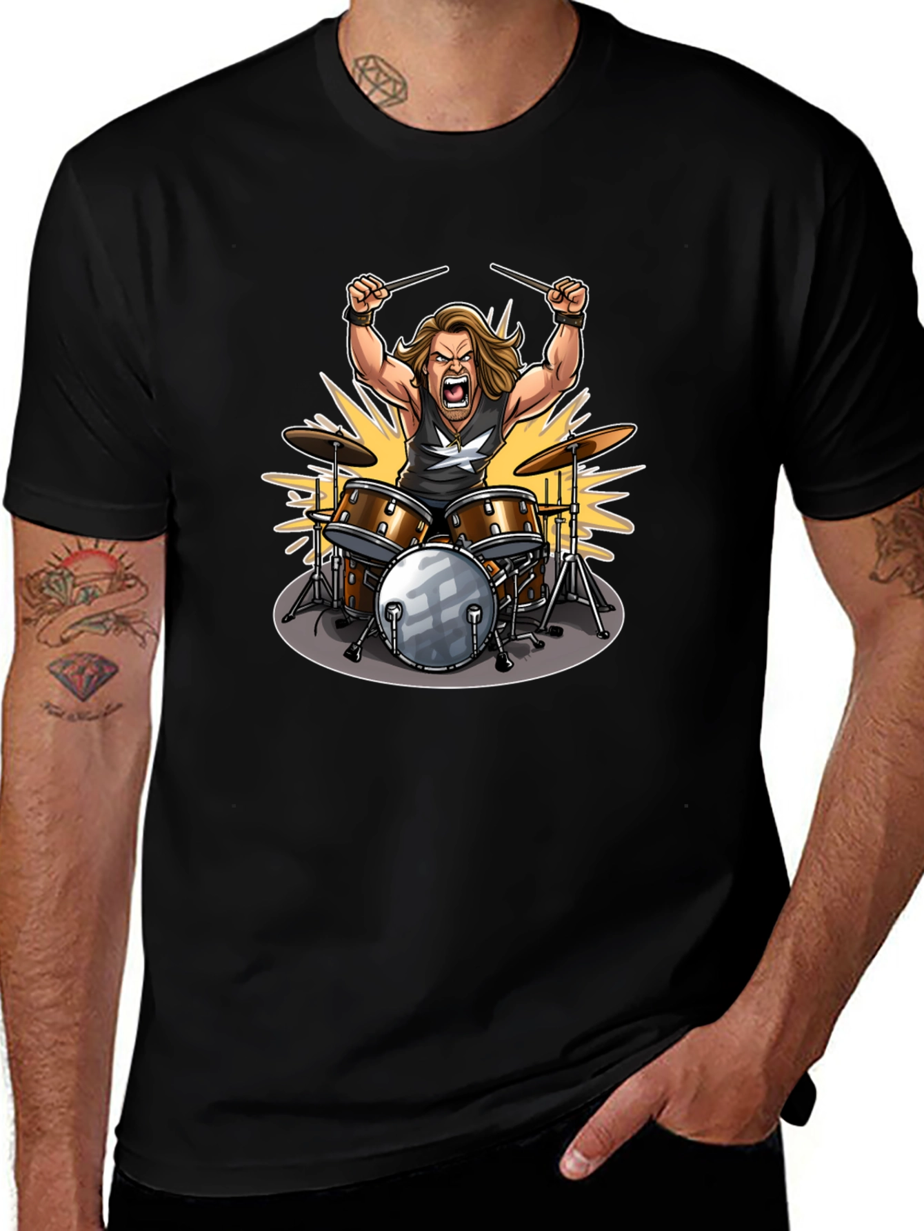 Drummer Graphic Tee - Rock Star Design