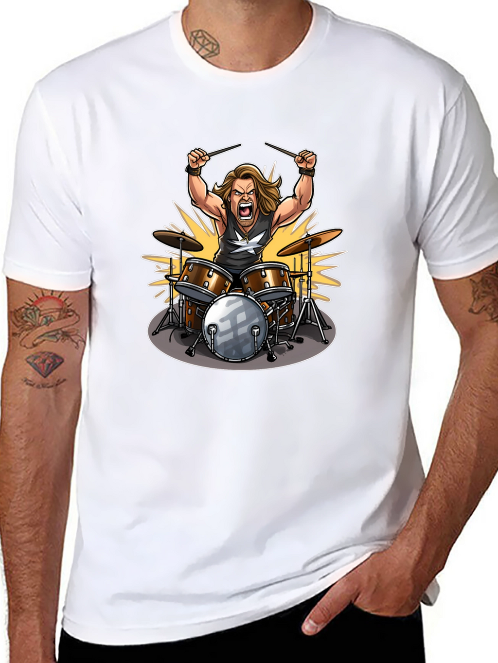 Drummer Graphic Tee - Rock Star Design