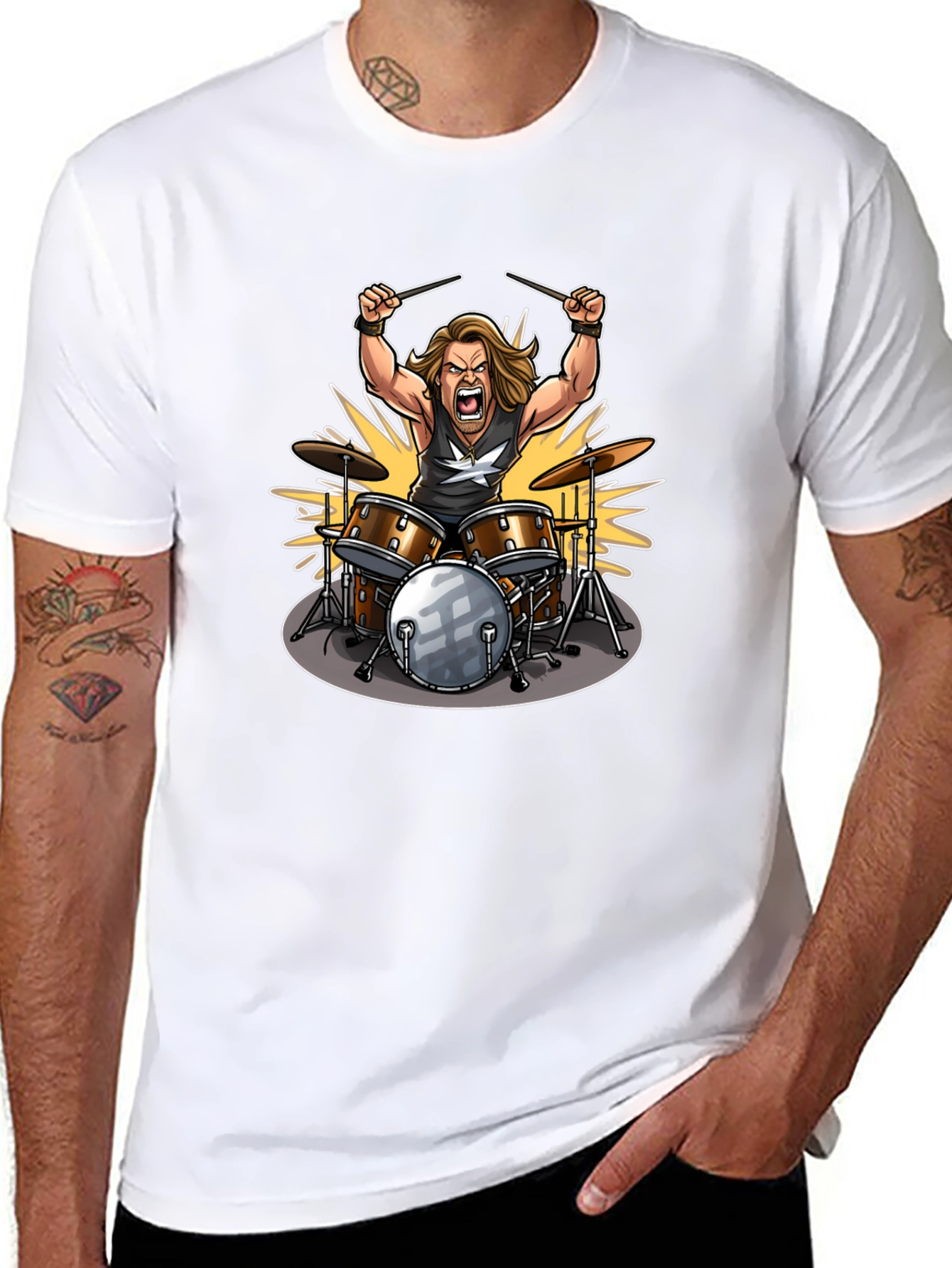 Drummer Graphic Tee - Rock Star Design