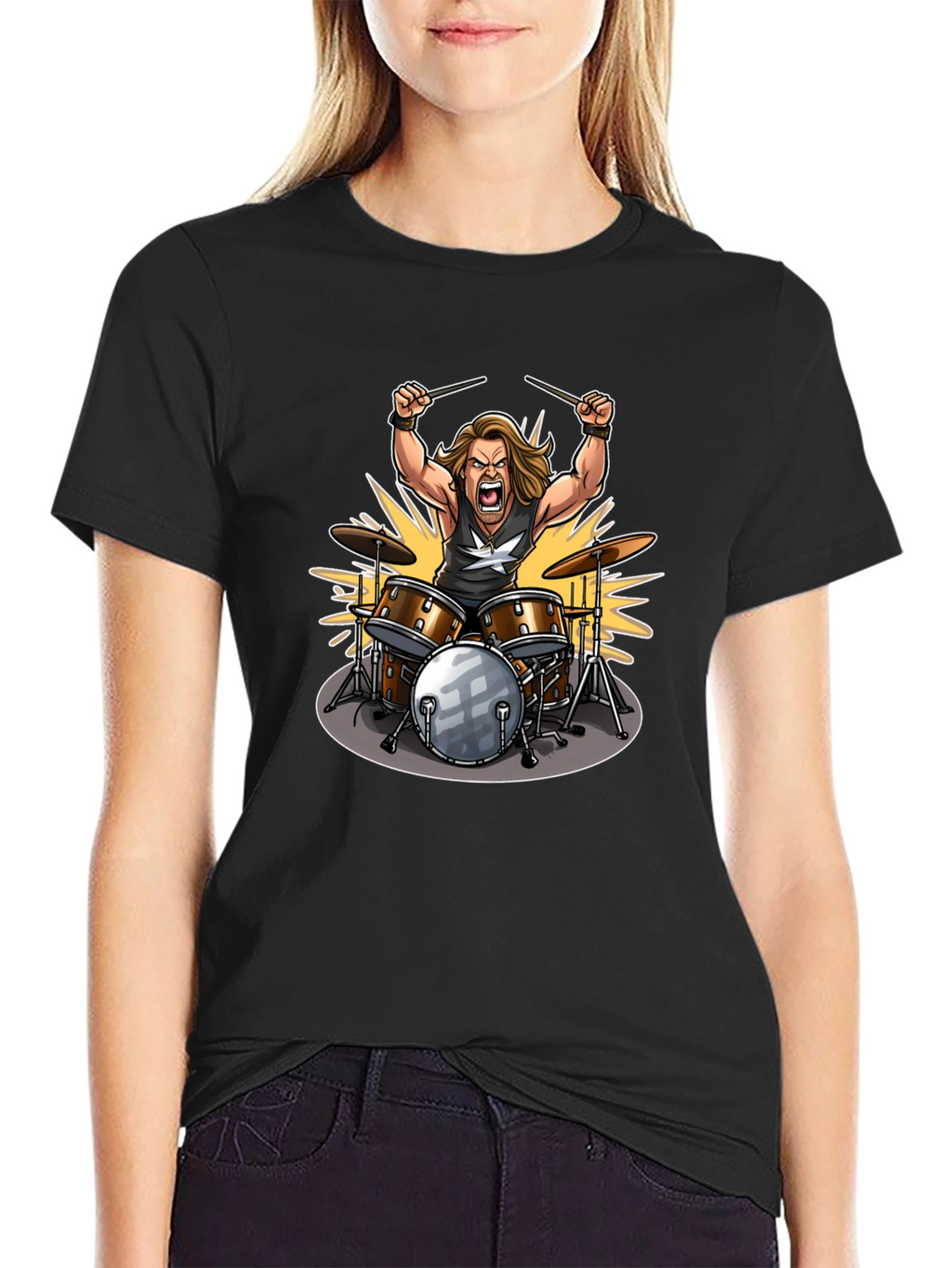 Drummer Graphic Tee - Rock Star Design