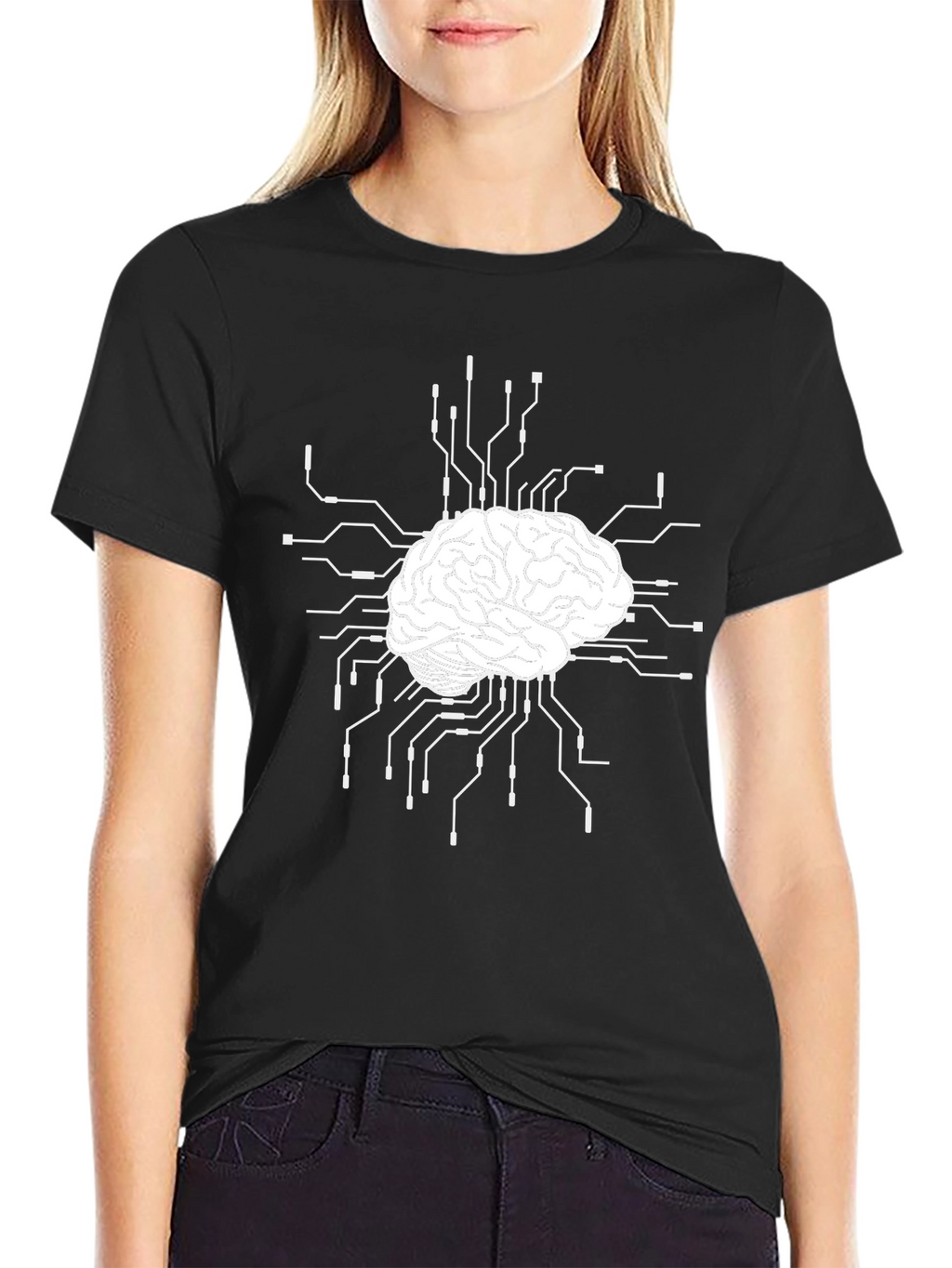 Brain Circuit T-Shirt - Black Cotton Blend Tee