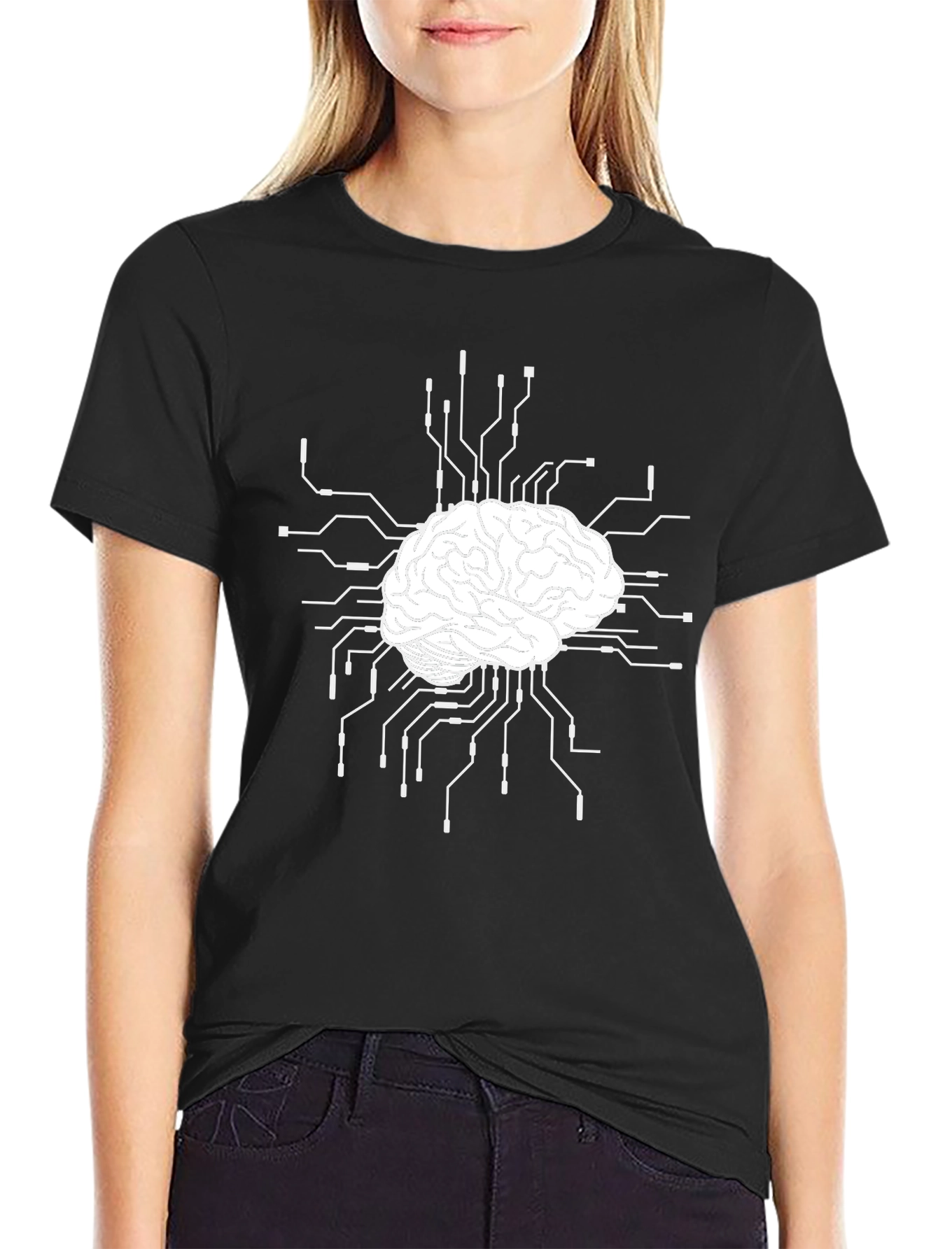 Brain Circuit T-Shirt - Black Cotton Blend Tee