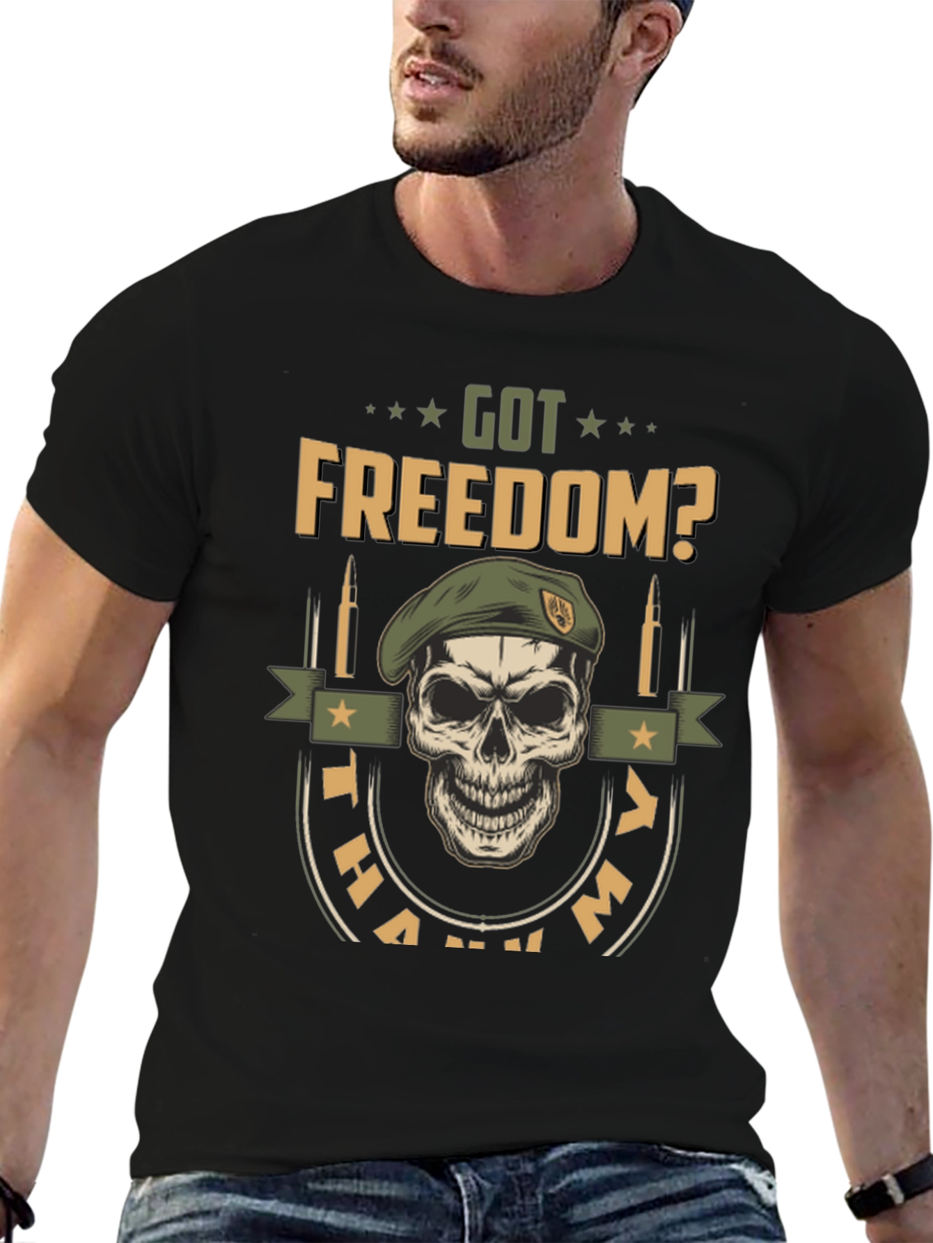 Got Freedom? Skull Graphic Tee - Military Tribute
