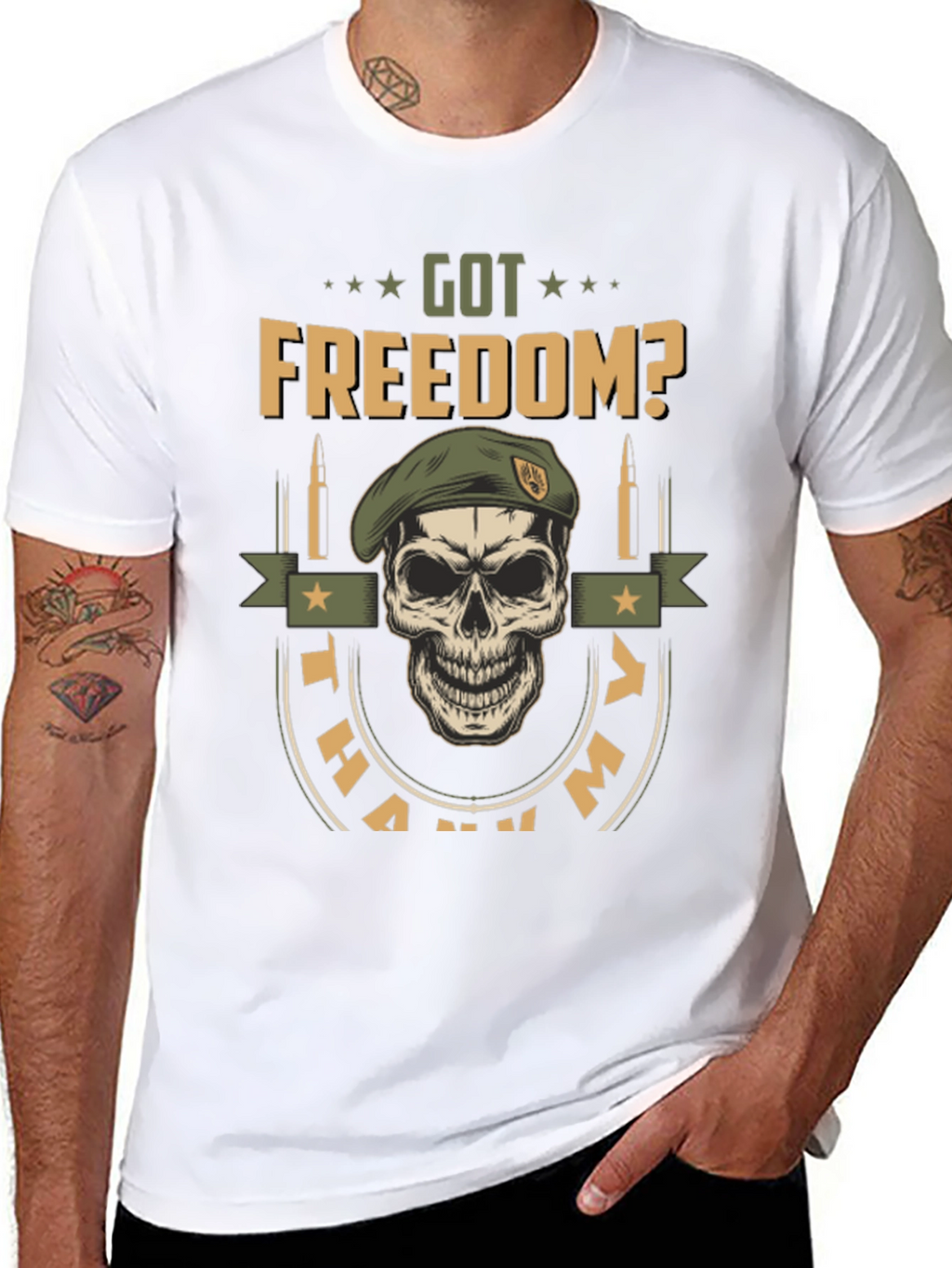 Got Freedom? Skull Graphic Tee - Military Tribute