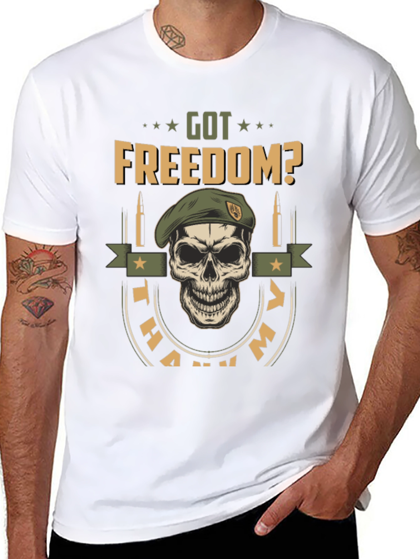 Got Freedom? Skull Graphic Tee - Military Tribute