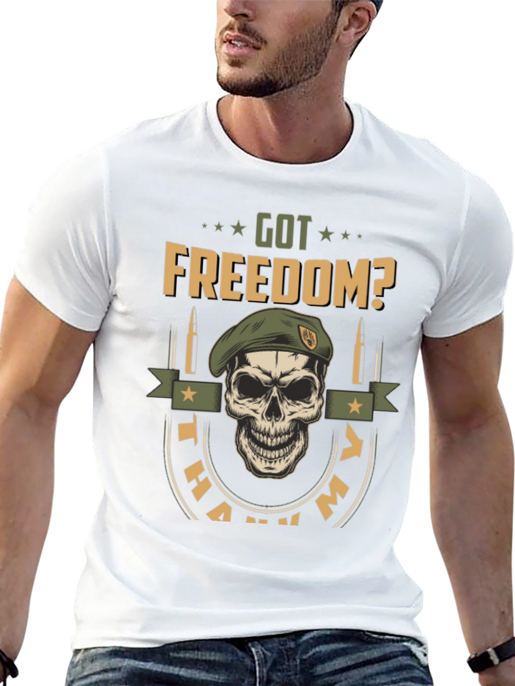 Got Freedom? Skull Graphic Tee - Military Tribute