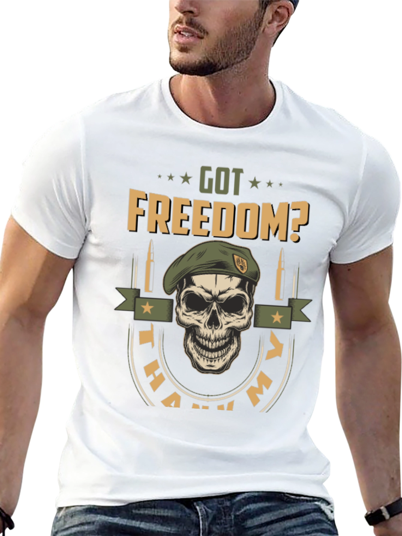 Got Freedom? Skull Graphic Tee - Military Tribute